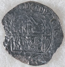 FOUR REALE SILVER COIN FROM ATOCHA, WITH MEL FISHER CERTIFICATE