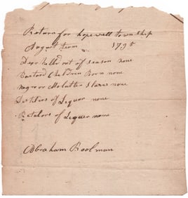 PENNSYLVANIA TOWNSHIP CONSTABLE’S REPORT, INCLUDING IMPORTED SLAVES