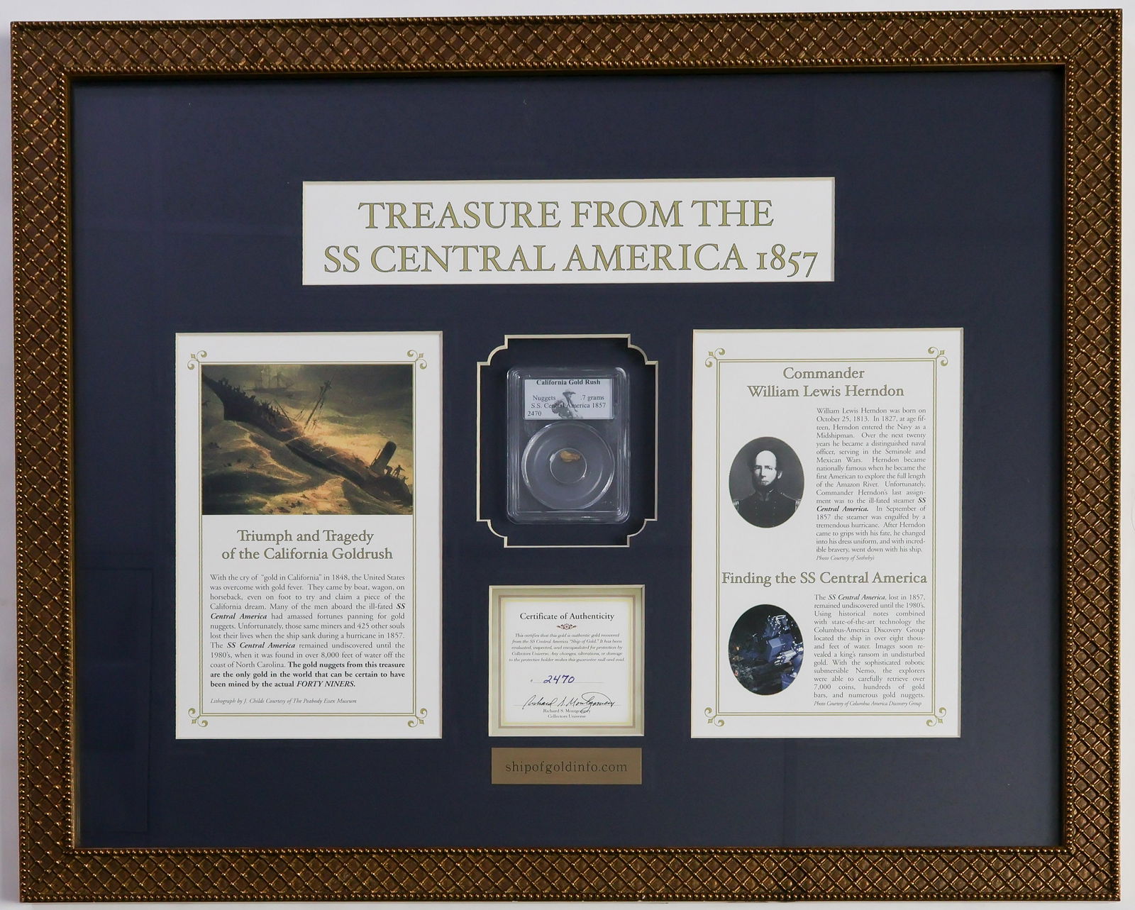 GOLD NUGGET RECOVERED FROM THE S.S. CENTRAL AMERICA (1 of 5)