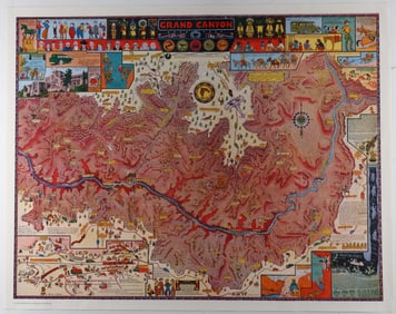 JO MORA GRAND CANYON TRAVEL MAP POSTER