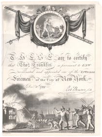 EARLY NEW YORK FIREFIGHTER PROMOTION CERTIFICATE