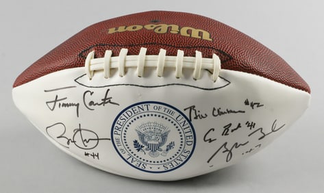 SIX PRESIDENTS SIGNED WILSON 'PRESIDENTIAL' FOOTBALL