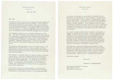 EISENHOWER SUPPORTS 'DEFENSE AGAINST COMMUNIST IMPERIALISM'