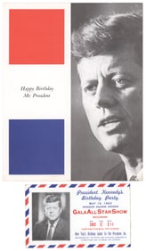 JOHN F. KENNEDY 1962 BIRTHDAY PARTY TICKET AND PROGRAM