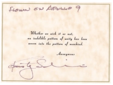 APOLLO 9 FLOWN QUOTE FROM COLLECTION OF RUSTY SCHWEICKART