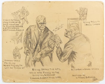 (LINDBERGH BABY KIDNAPPING) COURTROOM SKETCH FROM THE TRIAL OF BRUNO HAUPTMANN