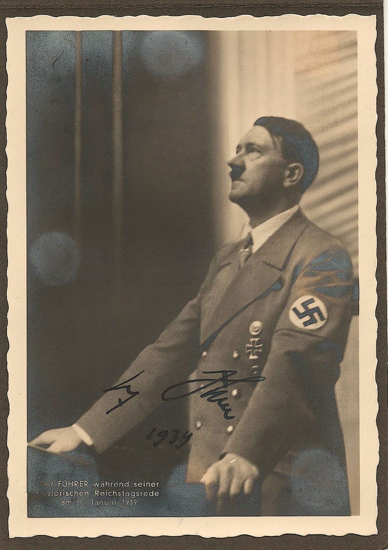 ADOLF HITLER: (1889 - 1945) Fuhrer of Germany and Nazi Party leader, Hitler's bloody rise to power, his military seizure of most of Europe and North Africa and his genocidal racial policies culminated in suicide