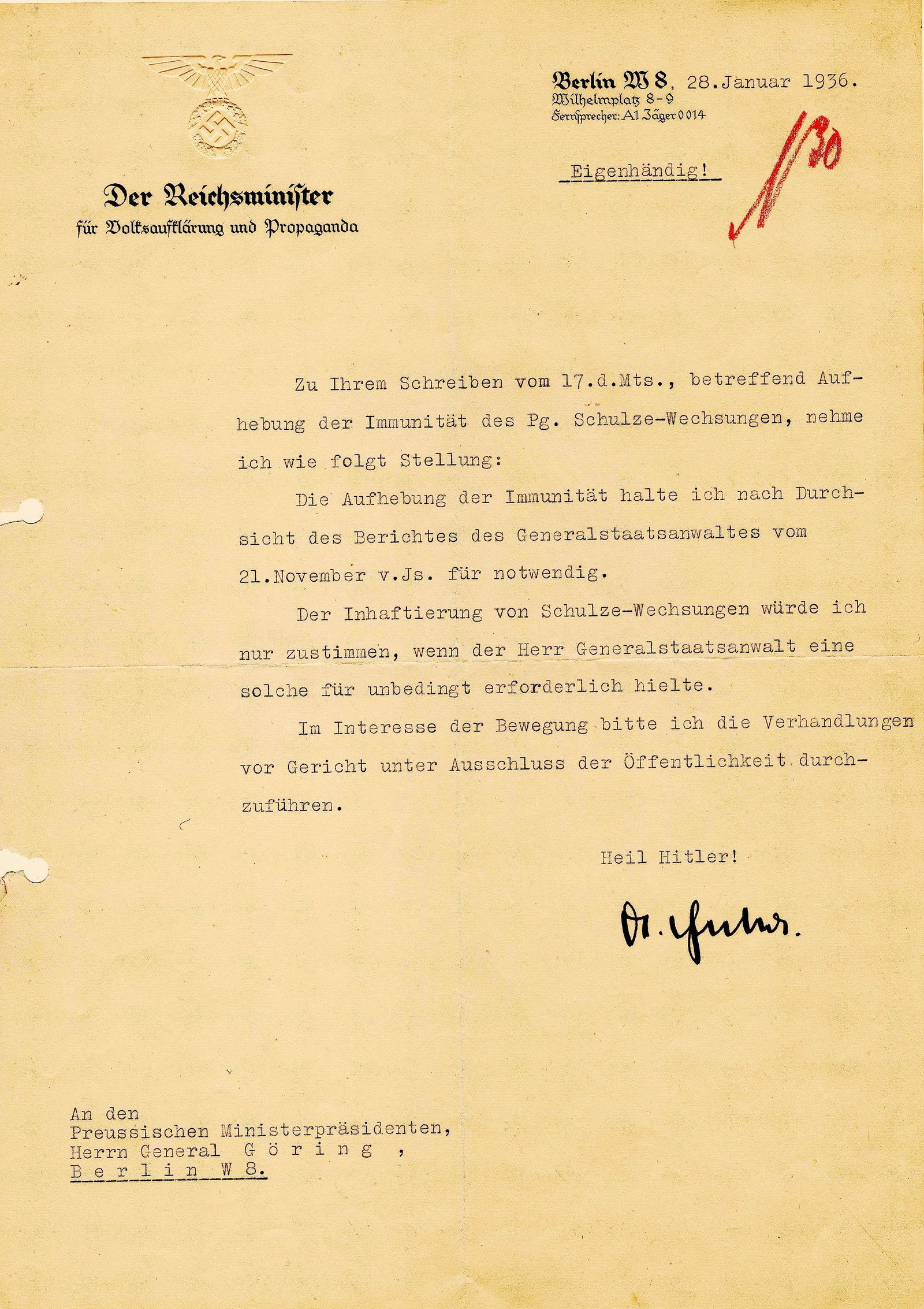 JOSEPH GOEBBELS: (1897-1945) Nazi Minister of Propaganda with Hitler from the earliest days, a master of manipulation of the masses who took his life and those of his family members in the last days of the war. Fine a