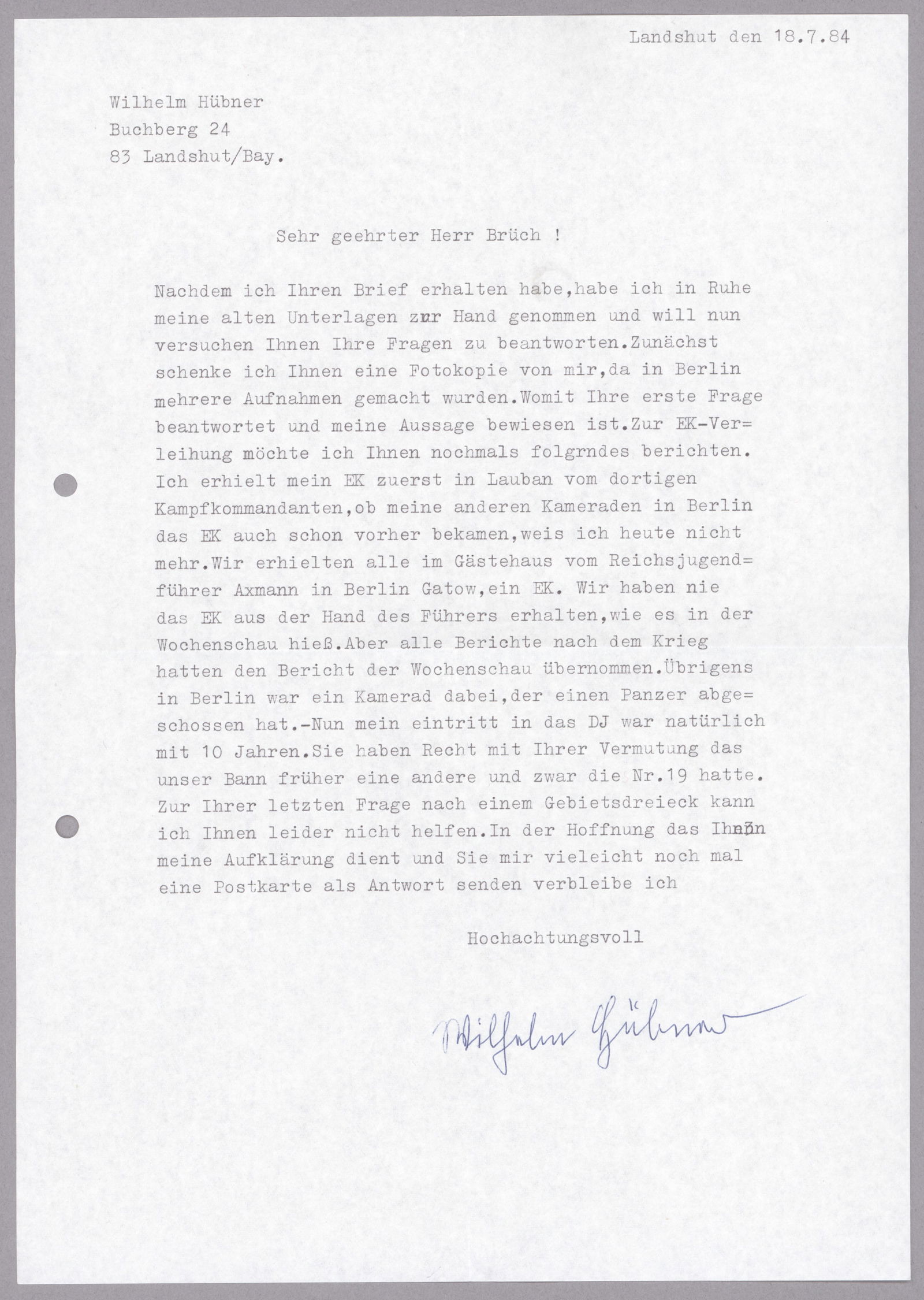 (LAST PHOTOGRAPH OF HITLER) WILHELM ‘WILLI’ HUBNER: WILHELM 'WILLI' HUBNER (1929-2010) A Hitler Youth member who joined the war effort late in the war and was one of the youngest people to be awarded the Iron Cross, Second Class, at the age of 16. He i