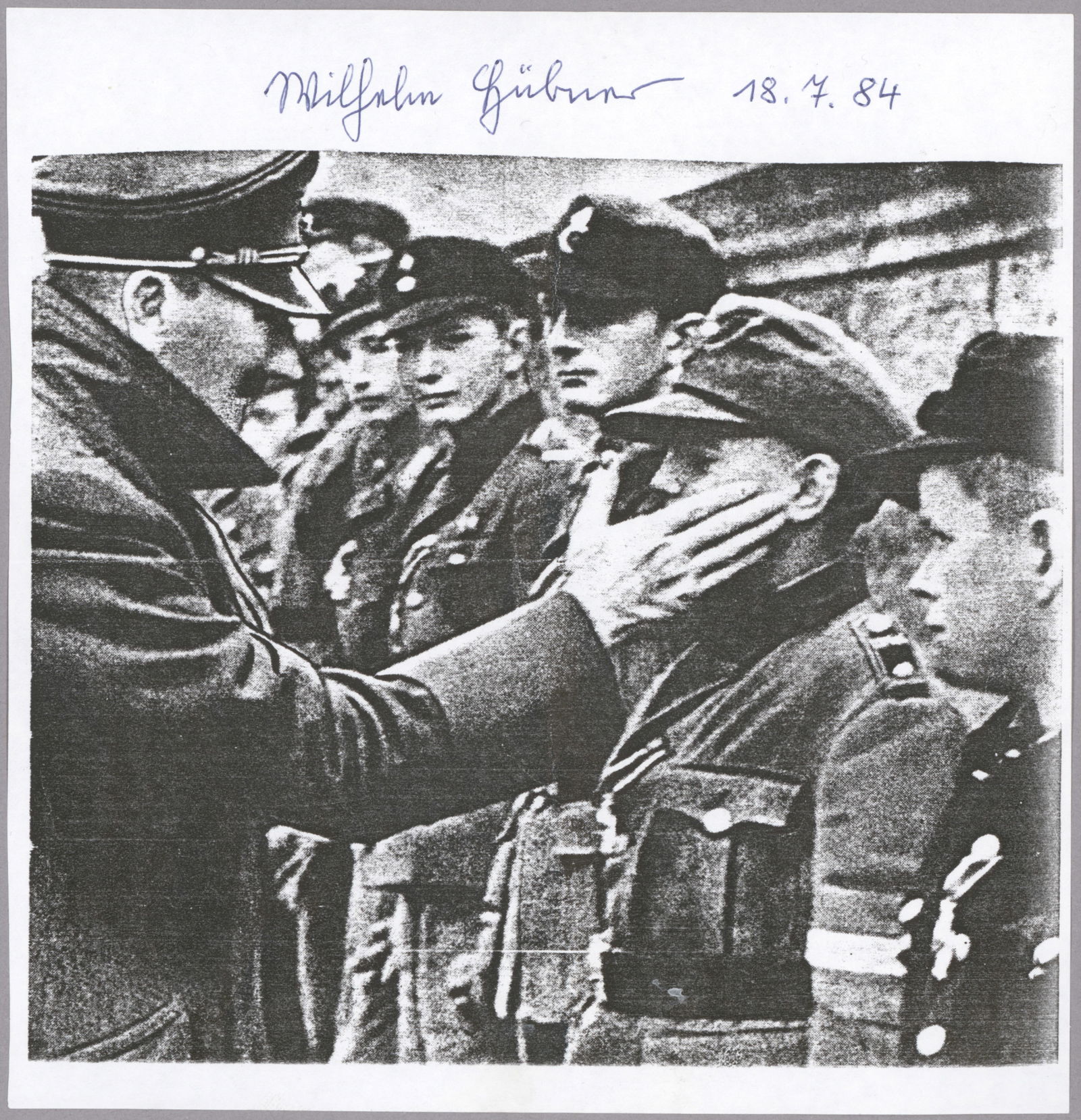 (LAST PHOTOGRAPH OF HITLER) WILHELM ‘WILLI’ HUBNER: WILHELM 'WILLI' HUBNER (1929-2010) A Hitler Youth member who joined the war effort late in the war and was one of the youngest people to be awarded the Iron Cross, Second Class, at the age of 16. S.P.