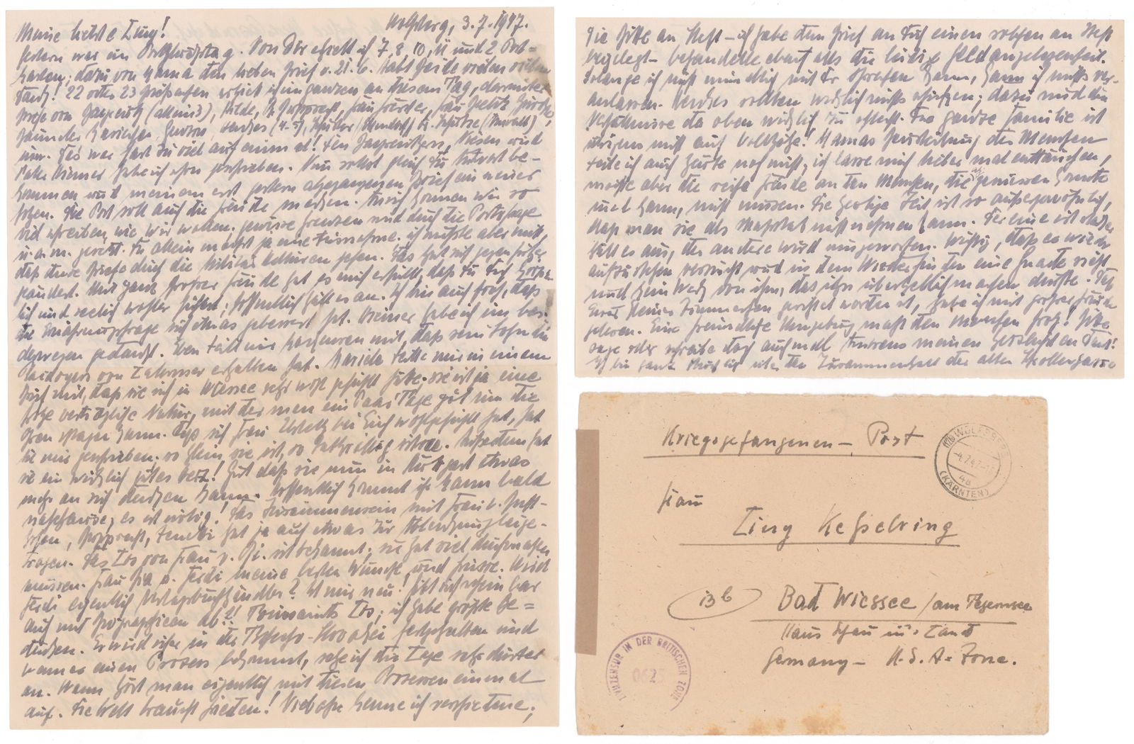 ALBERT KESSELRING: (1885 - 1960) Field Marshal in the Luftwaffe and at Nuremburg was tried for war crimes. Death sentence commuted due to ill health. A.L.S. ‘Albert’ 4pp., 4to. and 8vo., July 3, 1947.