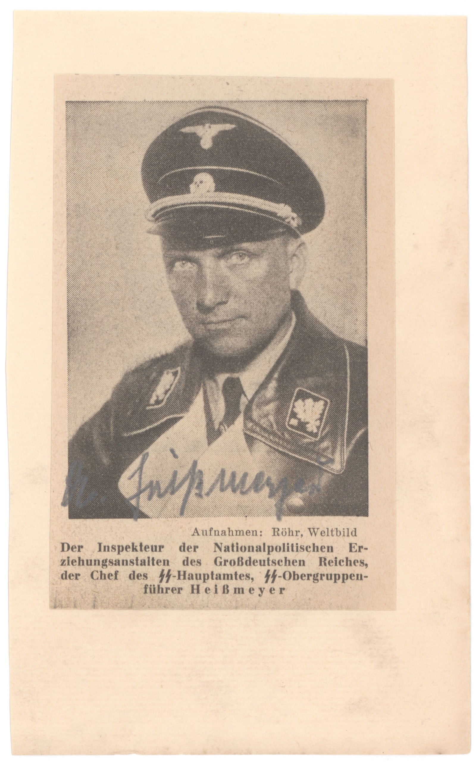 AUGUST HEISSMEYER: (1897 - 1979) Nazi SS officer and Head of the Main Office, relieving Himmler in that capacity. Supervised concentration camps until departing in 1939 to fight on the front lines, leading a division in
