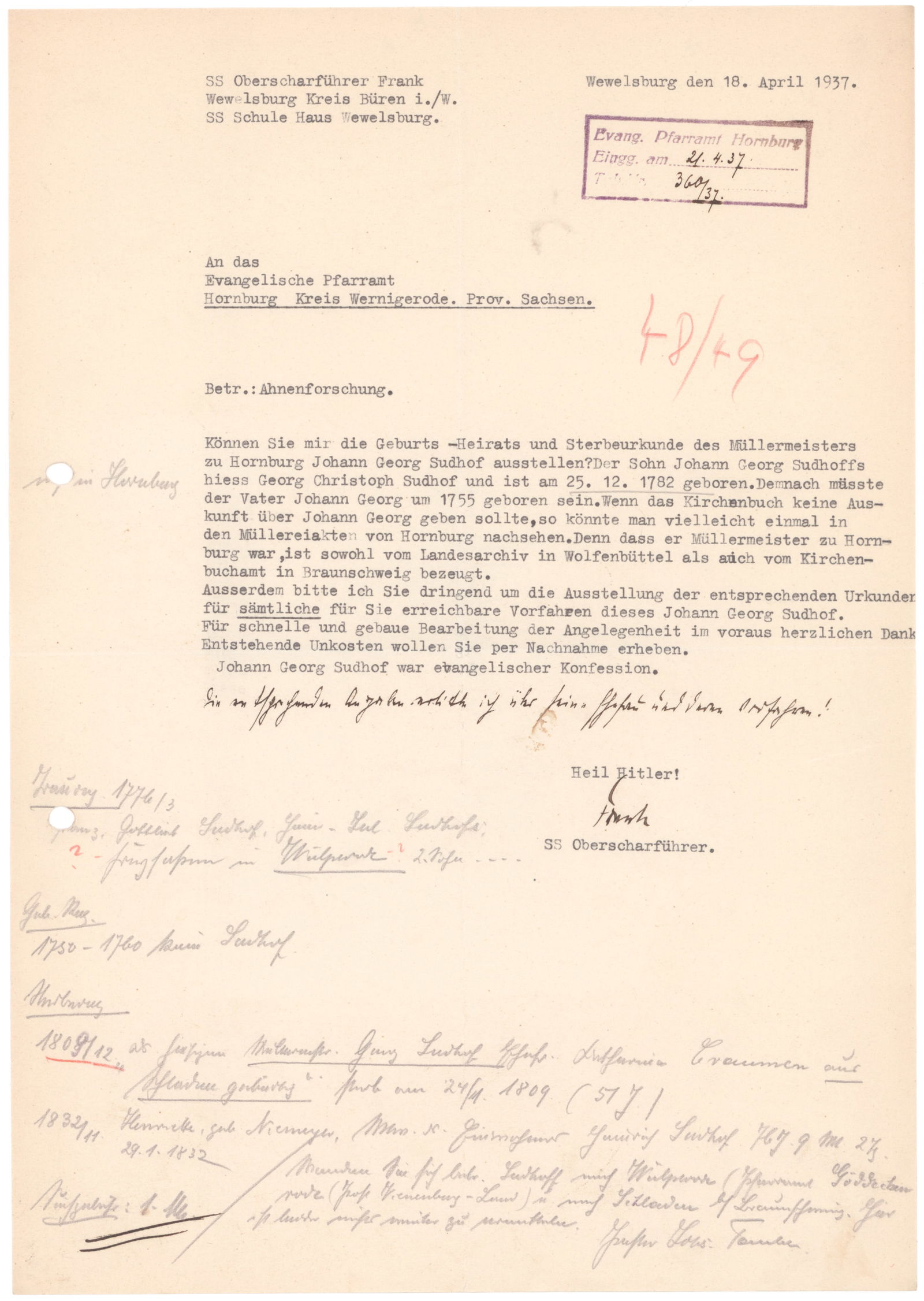 BERNHARD FRANK: (1913 - 2011) SS Commander of the Obersalzberg complex who arrested Hermann Goring on April 25, 1945 by order of Adolf Hitler. He had previously served as a librarian at Wewelsburg Castle, the ideolog