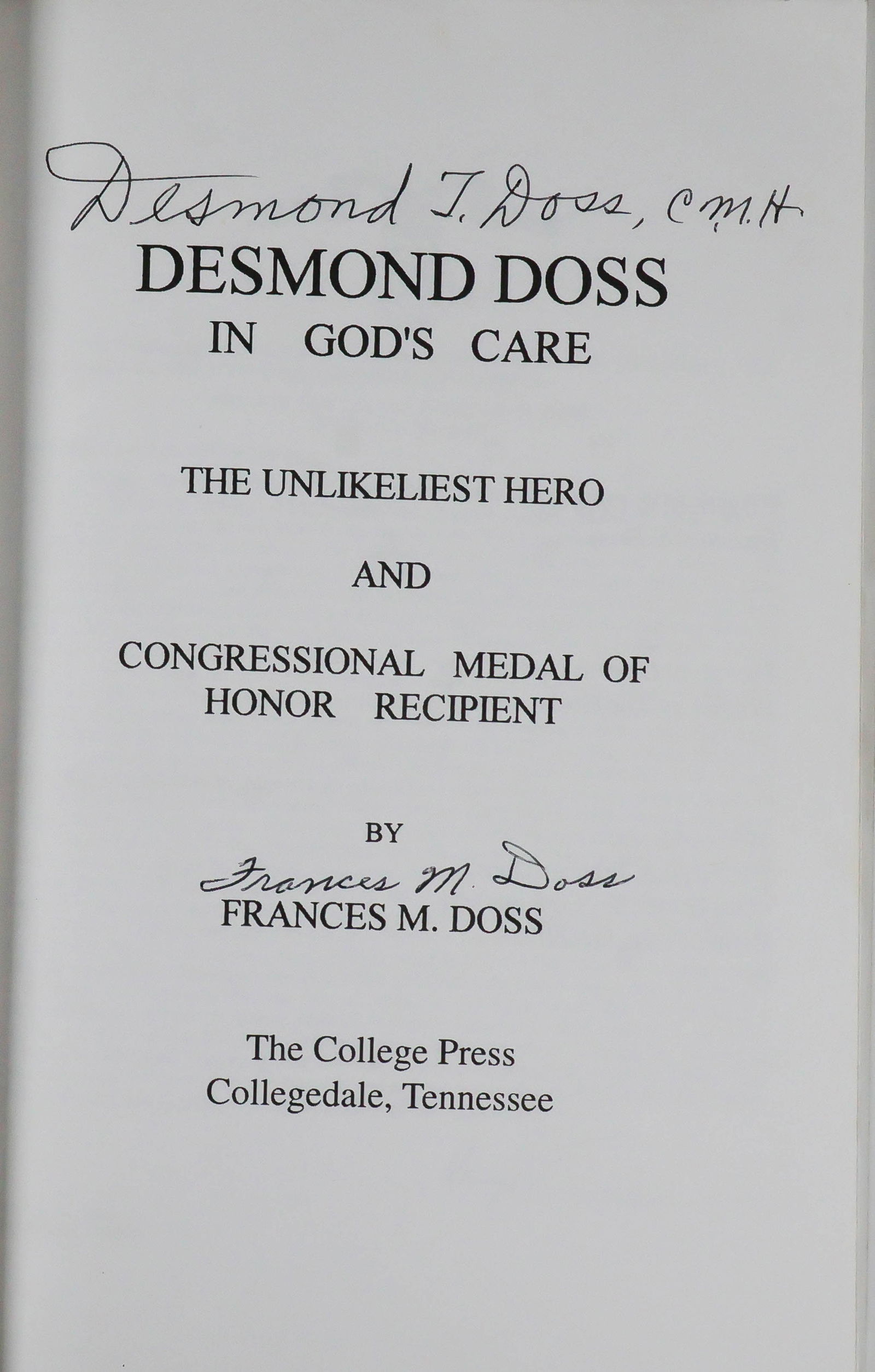 DESMOND DOSS: (1919 - 2006) U.S Army Corporal and combat medic, famous as the only conscientious objector to ever receive a Medal of Honor. Doss's actions inspired the Oscar winning 2016 movie 'Hacksaw Ridge.'