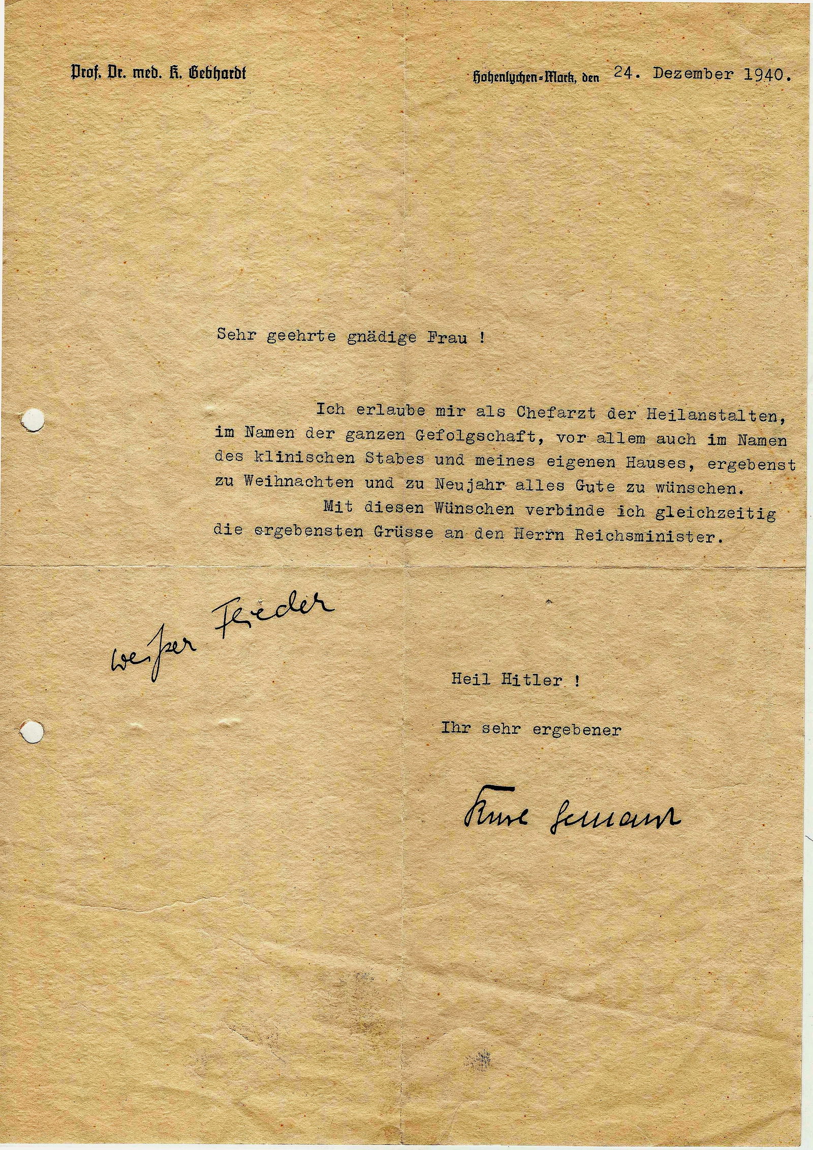 DR. KARL GEBHARDT: (1897 - 1948) Personal physician to Himmler and president of the German Red Cross. Conducted bone and muscle experiments on prisoners at Ravensbruck. Convicted of crimes against humanity and executed.