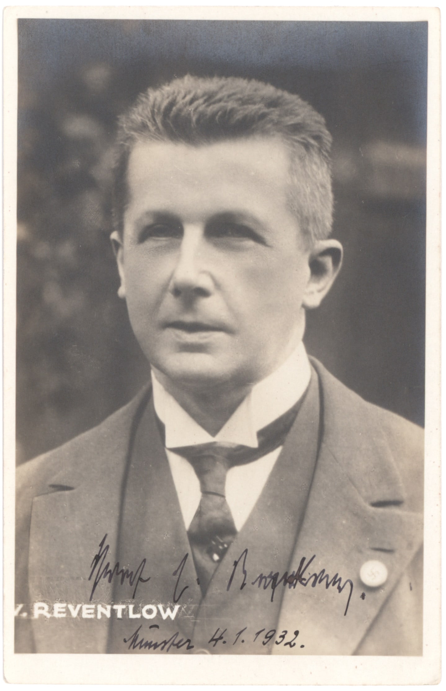 ERNST CHRISTIAN, GRAF ZU REVENTLOW: 1869 – 21 November 1943) was a German naval officer, journalist and Nazi politician. He was a founding member of the German Volkisch Freedom Party (DVFP) but later joined the NSDAP and allied