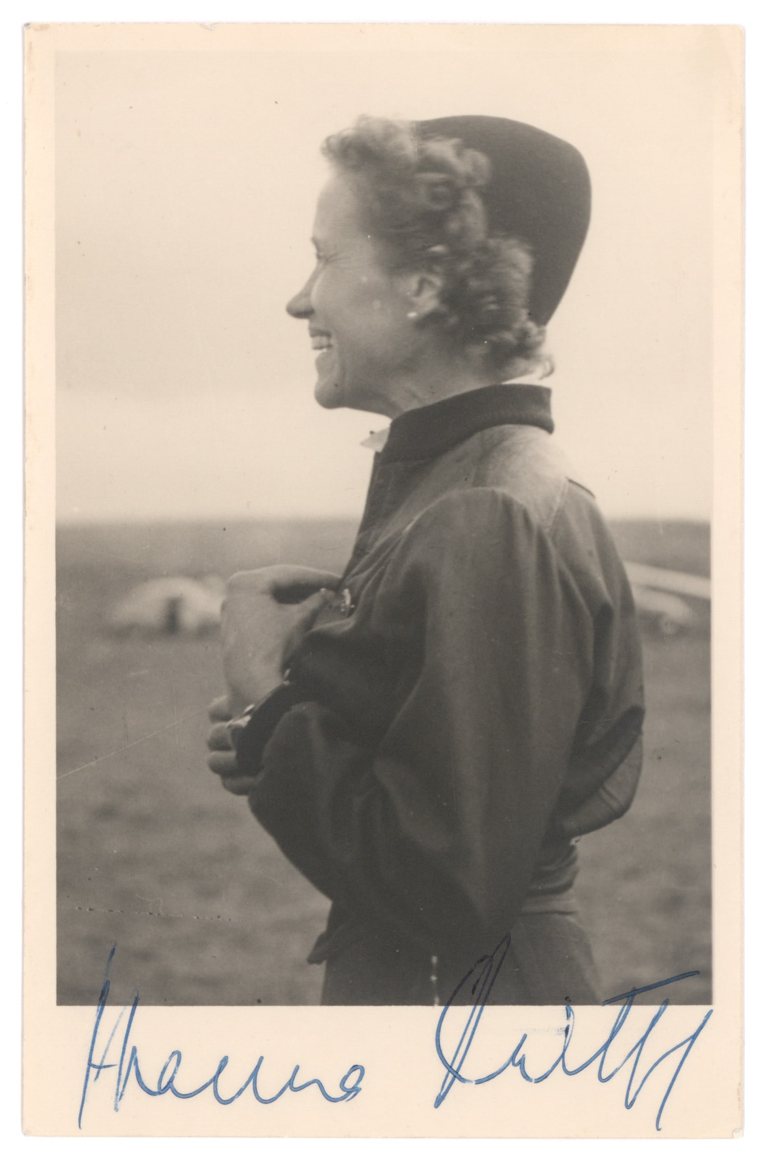 HANNA REITSCH: (1912 - 1979) German pilot. Reitsch was the first woman to fly a helicopter, a rocket plane, and a jet fighter. She is also remembered as being a loyal confidant of Adolf Hitler, even landing a small