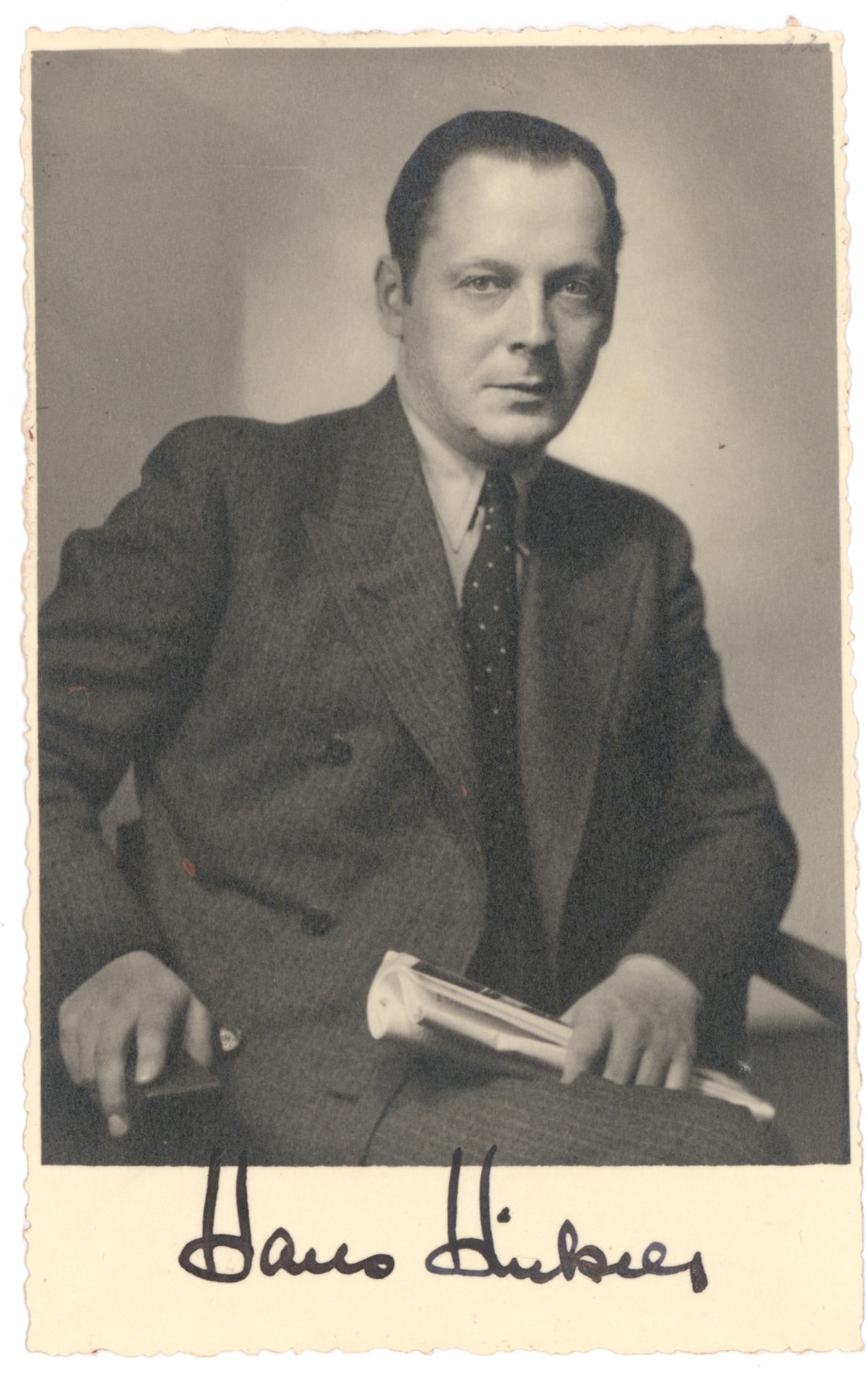HANS HINKEL: (1901 - 1960) German manager of the Reich Culture Chamber responsible for anti-Semitic issues and particularly for the removal of Jews ('Entjudung') from cultural undertakings. S.P., 3.5 x 5.5 in.