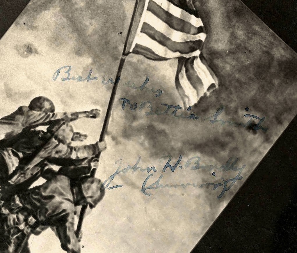 (IWO JIMA) JOHN H. BRADLEY: (1923-1994) Navy Hospital corpsman and recipient of the Navy Cross for his extraordinary heroism as a member of the patrol that captured Suribachi and raised the U.S. flag that mountain. Great