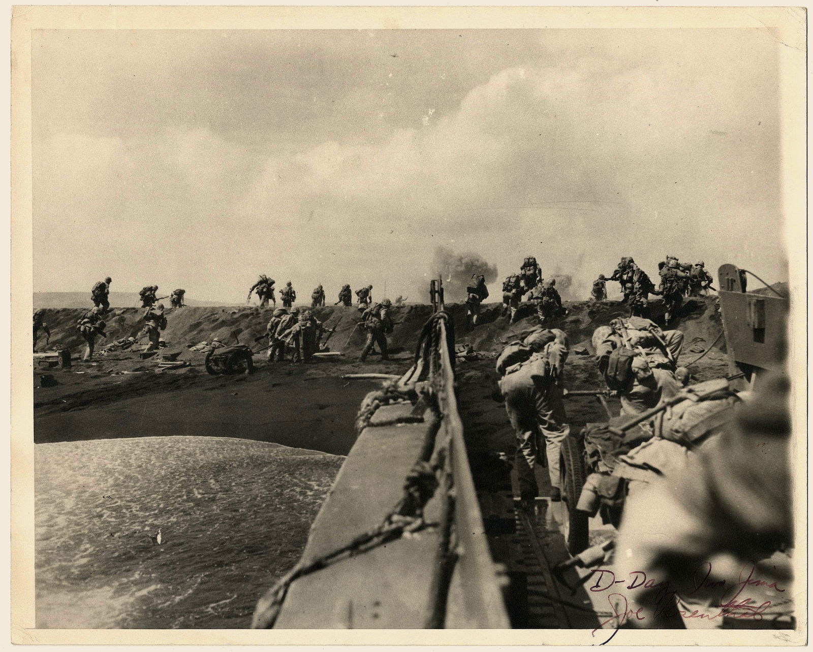 (IWO JIMA) JOE ROSENTHAL: JOE ROSENTHAL (1911 - 2006) American press photographer who covered the Pacific during World War II, took the famous photograph of Marines hoisting the flag on Iwo Jima. Excellent S.P., 10 x 8 in.