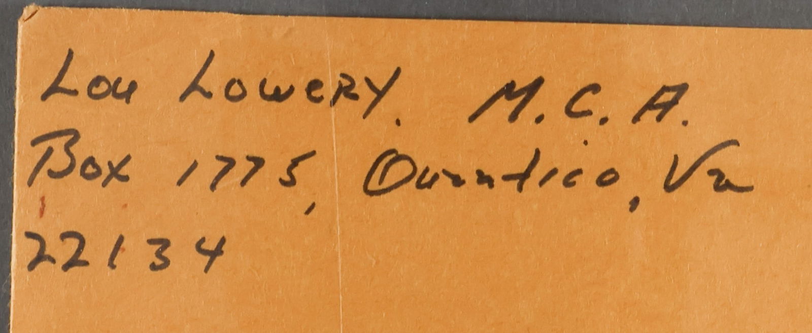 (IWO JIMA) LOUIS R. LOWERY: (1916-1987) U.S. Marine combat photographer who took the first photographs of the American flag raised on Mount Suribachi during the Battle of Iwo Jima. Signature and address in the return address