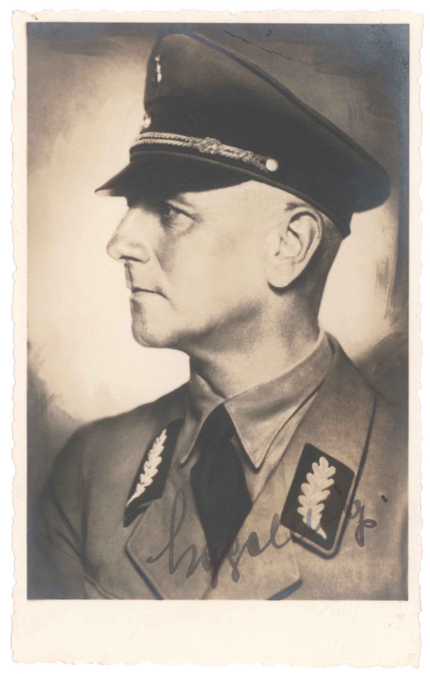 JOACHIM EGGELING: (1884 - 1945) Gauleiter of Saxony and Anhalt, an SS-Obergruppenfuhrer he committed suicide when he realized he could not defend Halle. War-date S.P., 3.5 x 5.5 in. b/w, a chest-up real-photo postcard