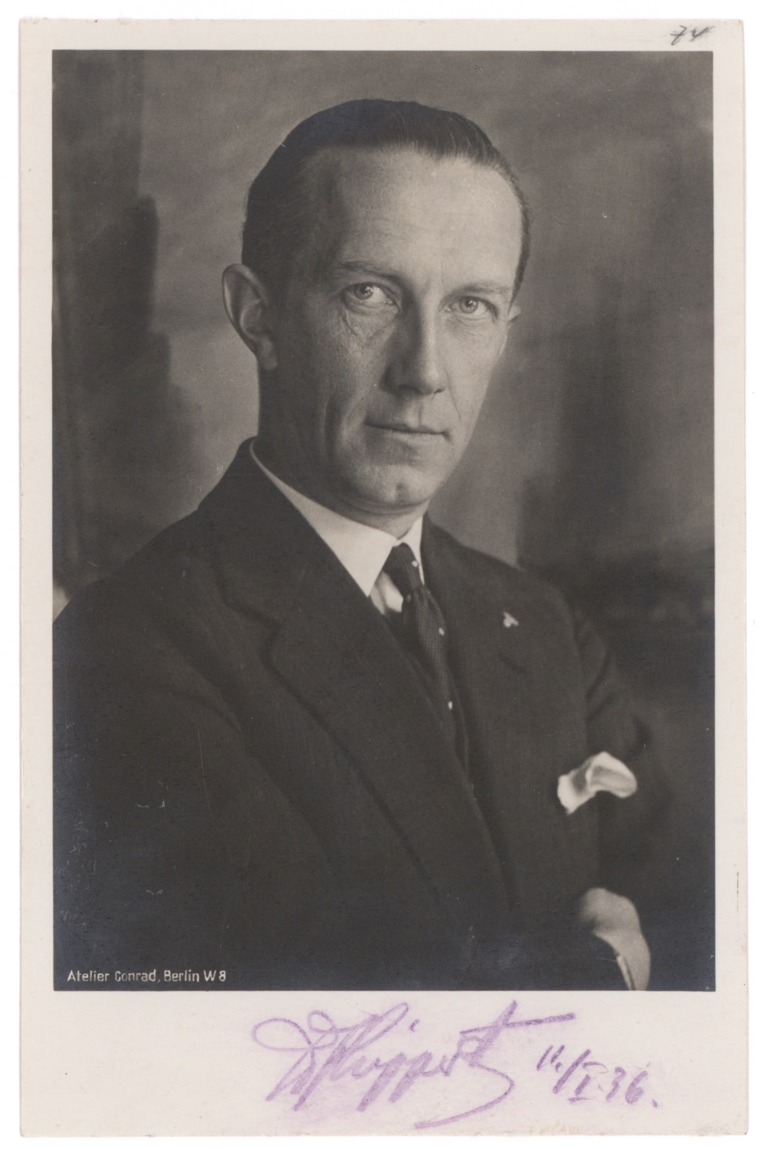 JULIUS LIPPERT: (1895 - 1956) NSDAP politician. He first participated in the assassination of Foreign Minister Walther Rathenau, later was appointed the Reichskommissar of Berlin. As such, he purged the capital's
