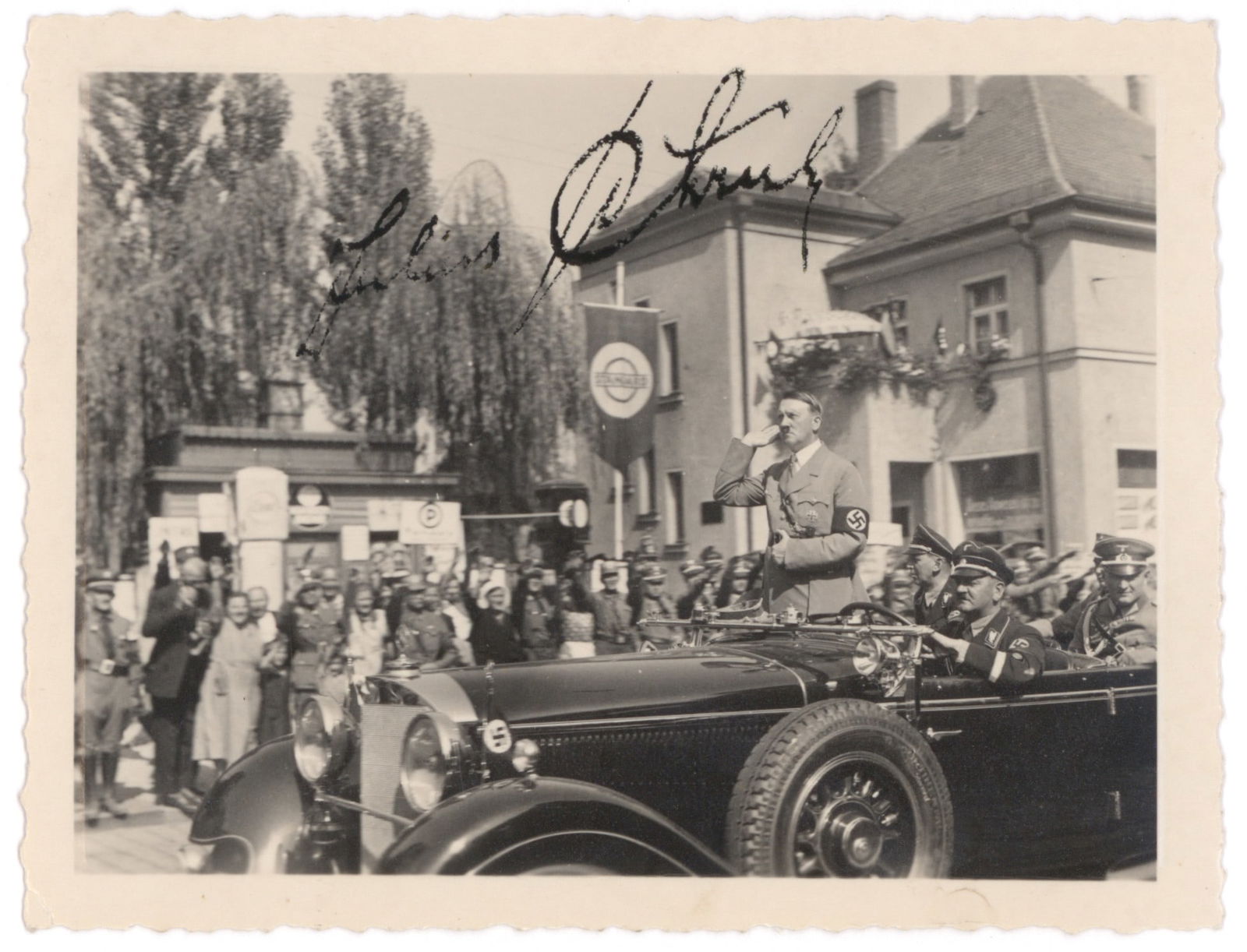 JULIUS SCHRECK: (1898 - 1936) Hitler's personal chauffeur and an early party member (no. 53) who personally arrested and disarmed Ernst Rohm during the 'Night of the Long Knives'. Rare S.P., 4.75 x 3.5 in. b/w, a