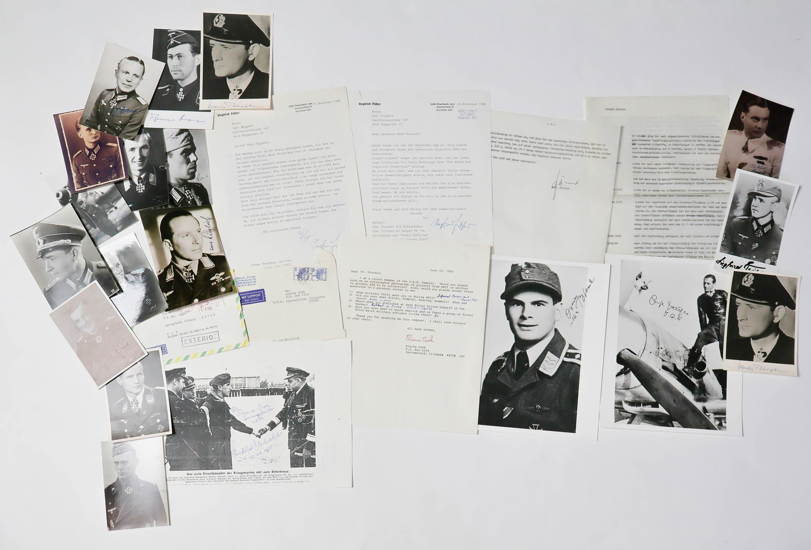 KNIGHT’S CROSS WINNERS (28): A fine group of 28 items signed by recipients of the Knight’s Cross in various formats (noted) and with some duplication. Most signed photographs in approx. 4 x 6 in. format. Includes: