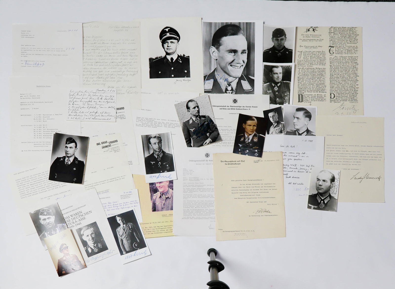 KNIGHT’S CROSS WINNERS (29): A fine group of 29 items signed by recipients of the Knight’s Cross in various formats (noted) and with some duplication. Most signed photographs in approx. 4 x 6 in. format. Includes: HEINZ