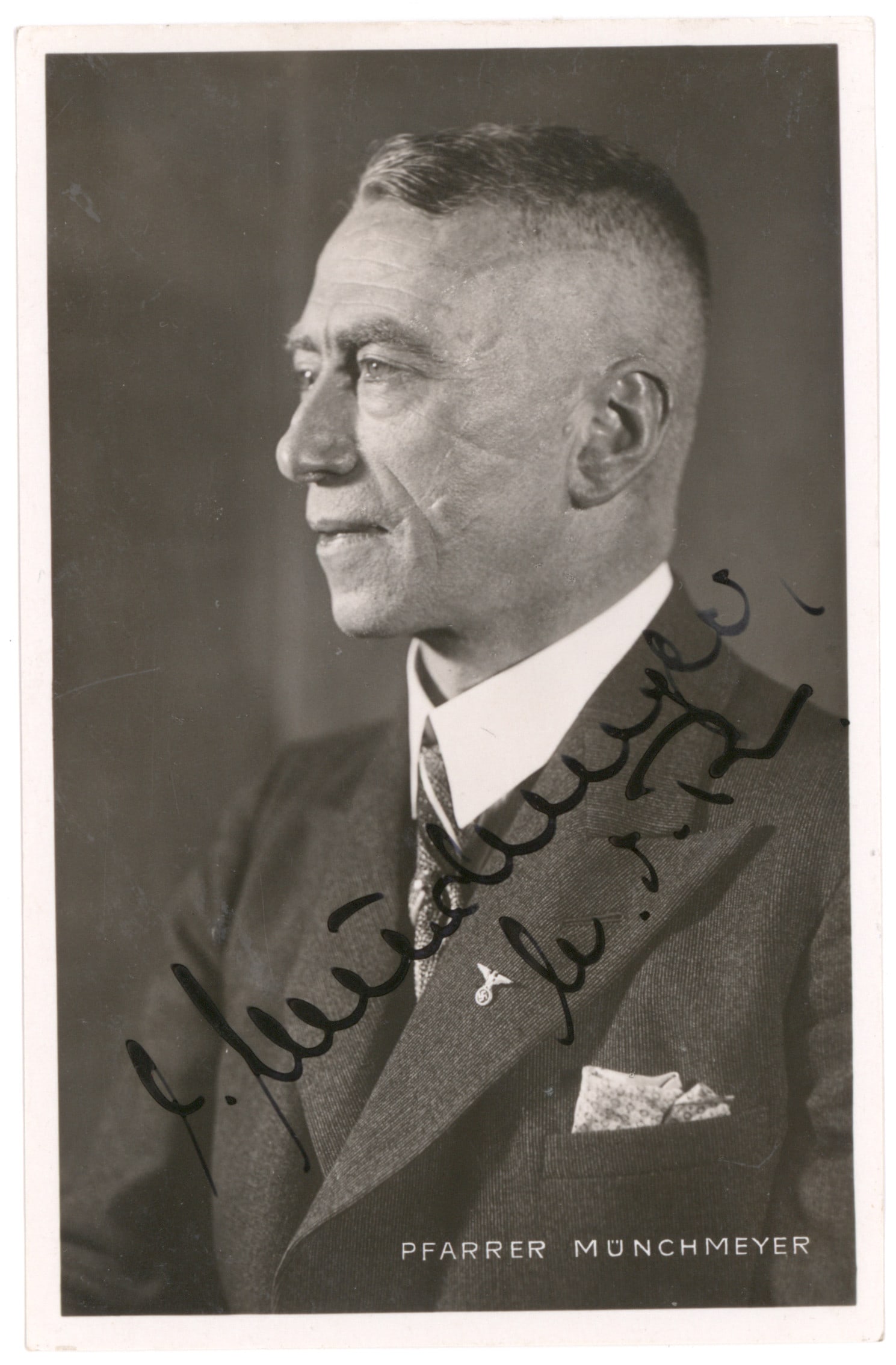 LUDWIG MUNCHMEYER: (1885 - 1947) German Evangelical pastor known for his anti-Semitism. Allegations of loose morals and scandalous misconduct against him were confirmed and he was defrocked in 1929. Munchmeyer later