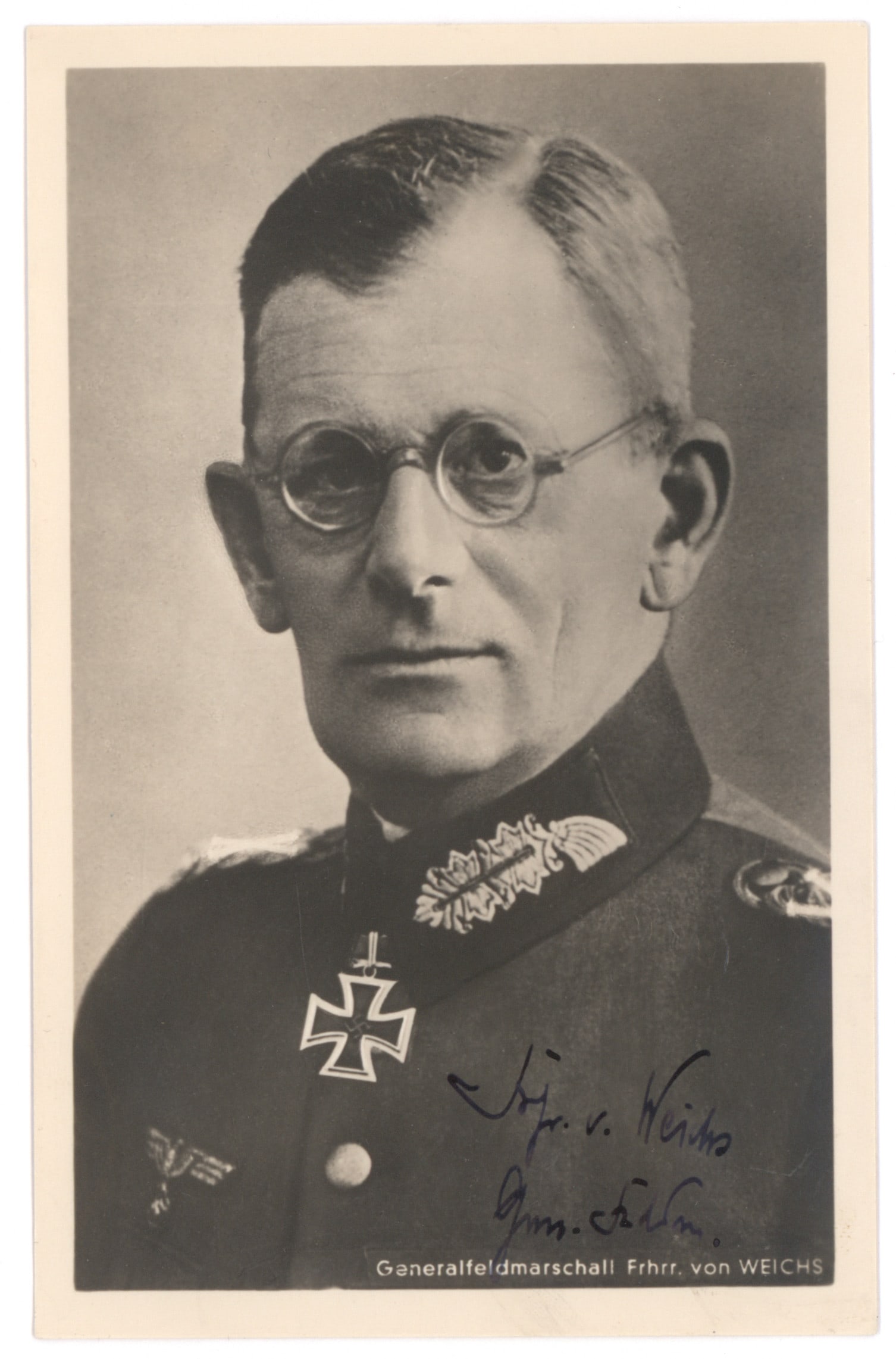 MAXIMILIAN VON WEICHS: (1881 - 1954) German field marshal and a recipient of the Knight's Cross with Oak Leaves. Participated in the invasion of Poland, in the Balkans, and in Russia. Crushed at Stalingrad, he was placed in