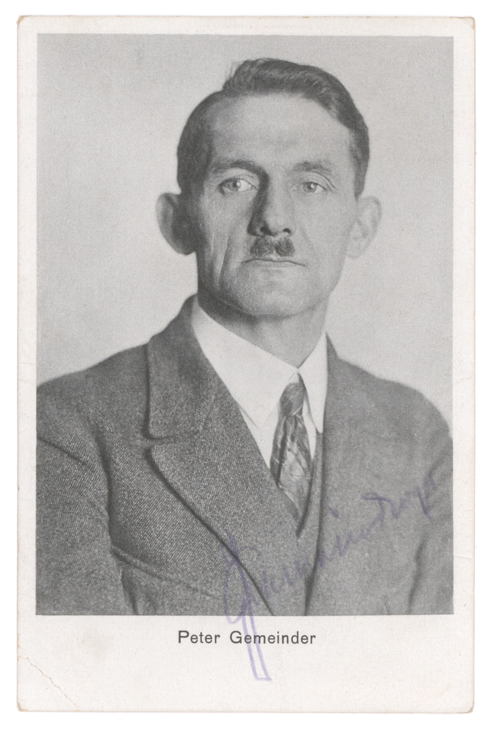 (NAZI PARTY) PETER GEMEINDER: (1891-1931) Gauleiter of Gau Hesse-Darmstadt and a member of the Reichstag, one of 125 persons recognized as the founding fathers of the Nazi Party. Gemeinder's tenure was short, as on 29 August 1931