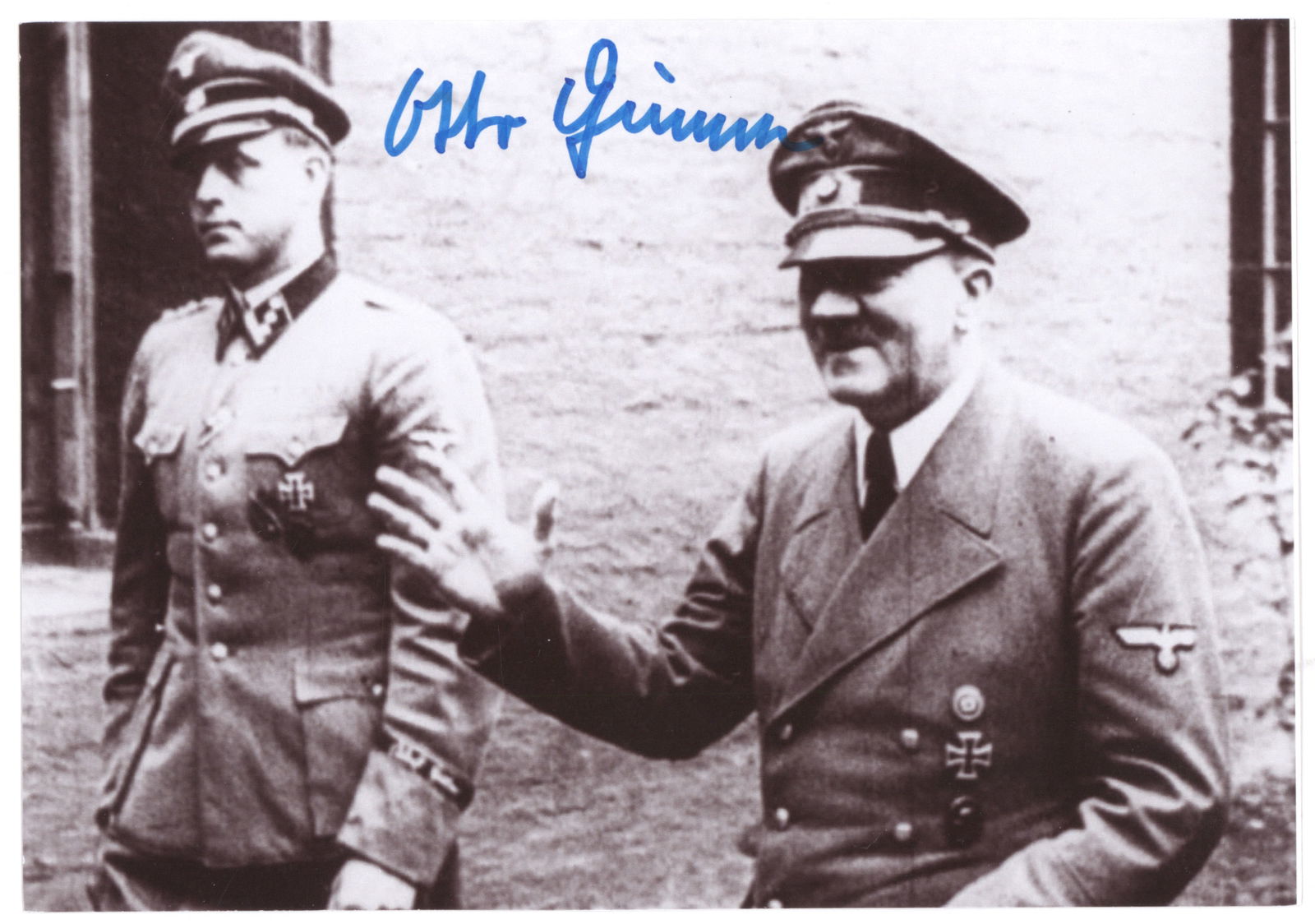 OTTO GUNSCHE: (1917 - 2003) Officer in the Waffen-SS, and Hitler's personal adjutant who cremated the bodies of Hitler and Eva Braun following their suicides. S.P. 7 x 5 in. b/w, a reprint of a vintage image showin