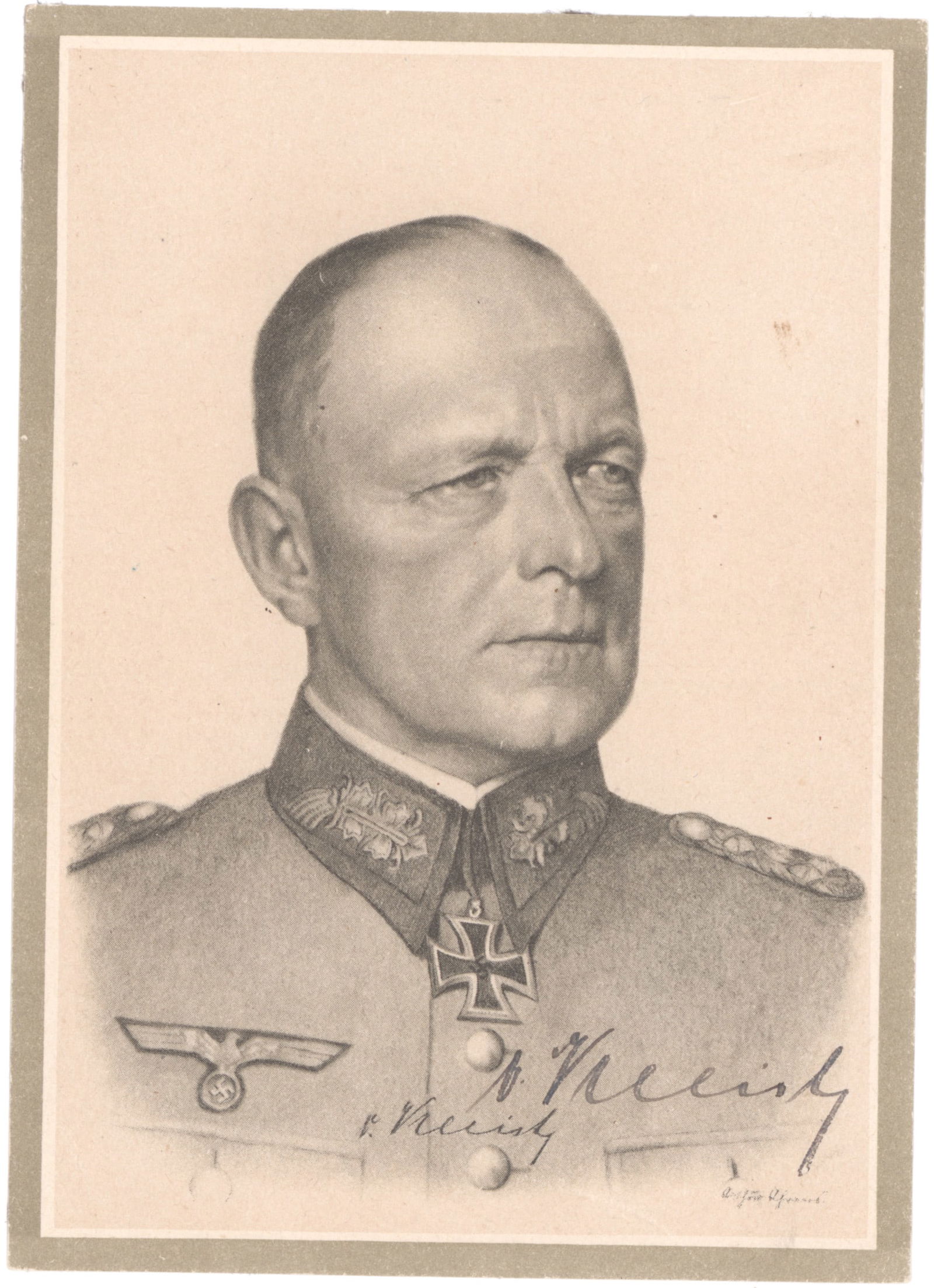 PAUL EWALD VON KLEIST: (1881 - 1954) German military officer, the top Panzer commander in the German Army and superior to Guderian and Hoth, invaded France and later the Ukraine where he was captured by the Russians. Rare S