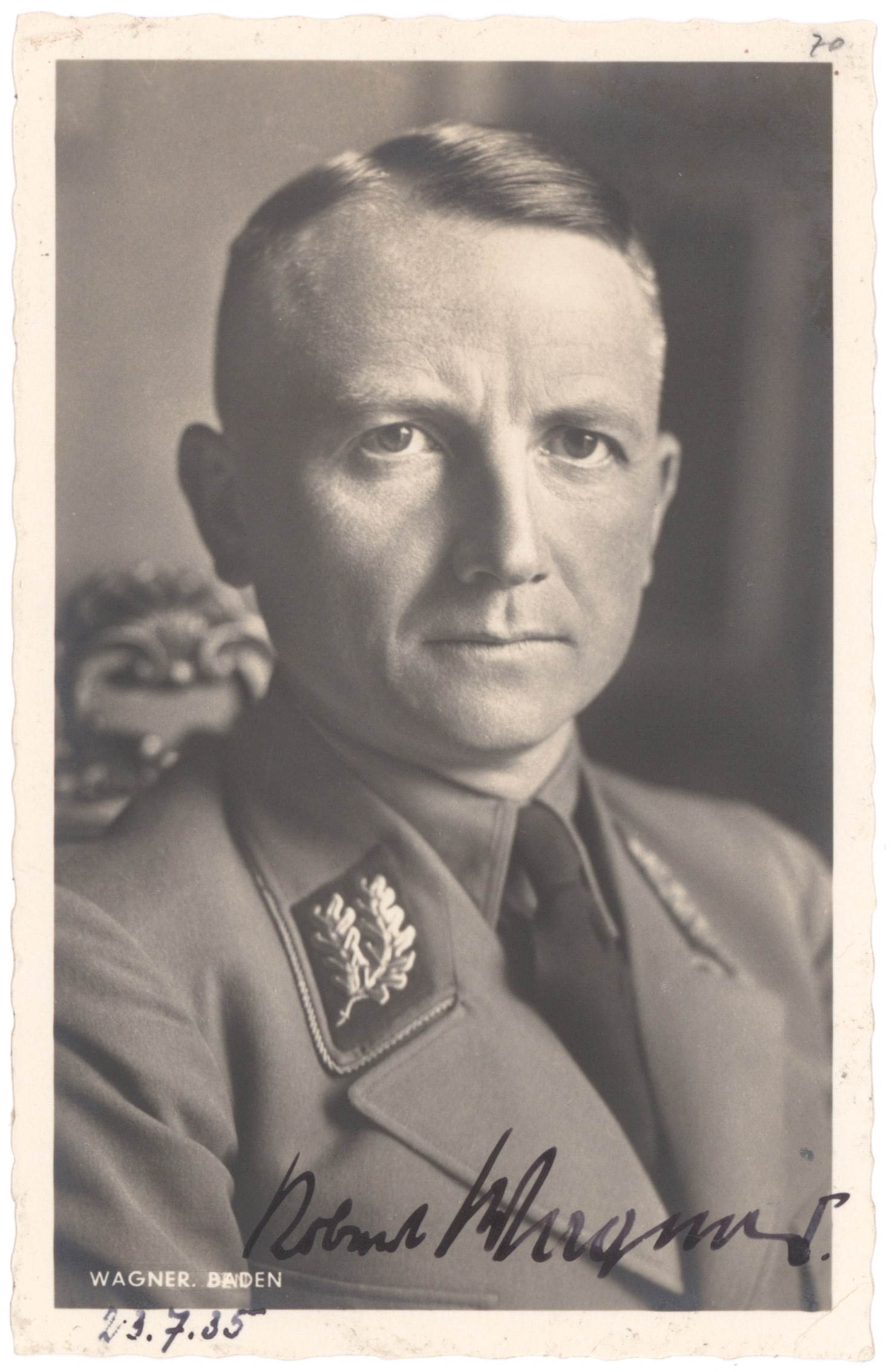 ROBERT WAGNER: (1895-1946) Nazi party official and politician who served as Gauleiter and Reichsstatthalter of Baden, and Chief of Civil Administration for Alsace during the German occupation of France in World War