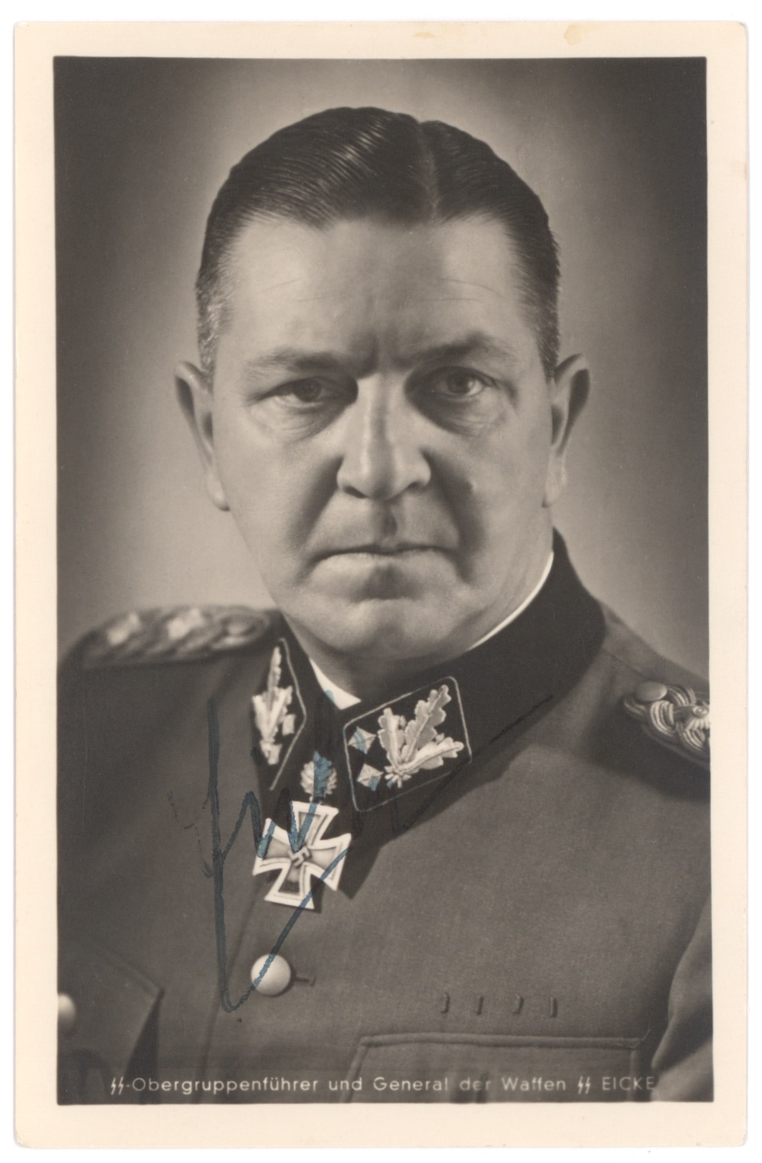 THEODORE EICKE: (1892 - 1943) Infamous commander of Dachau, Eicke encouraged his concentration camp staff to live up to their death's head symbol and treat Dachau's prisoners with 'inflexible harshness', fittingly