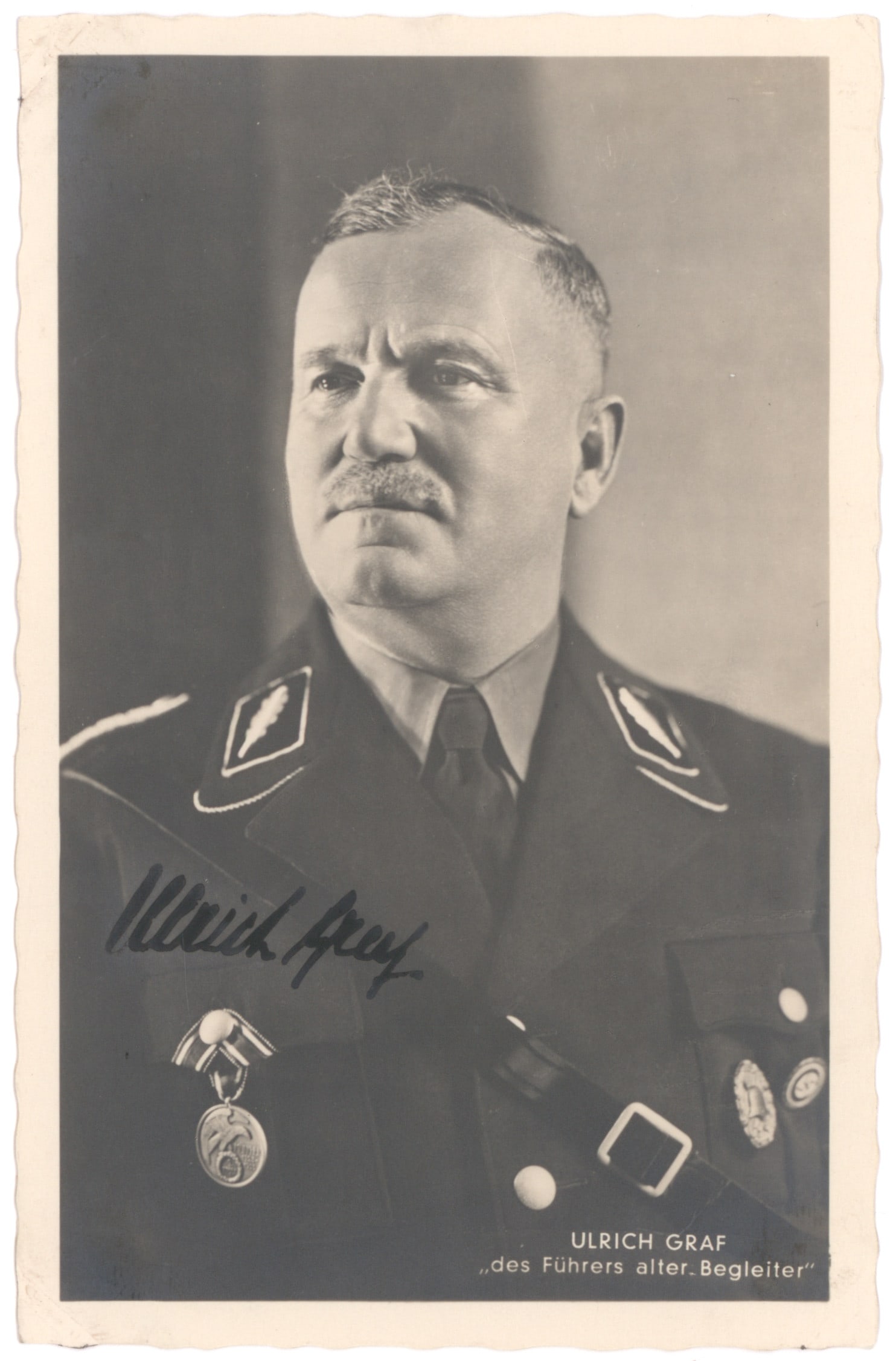 ULRICH GRAF: (1878 – 1950) Early member of the Nazi Party (Party Member no. 8) and one of Adolf Hitler's inner circle who also participated in the Beer Hall Putsch. In 1923, he served in a bodyguard unit