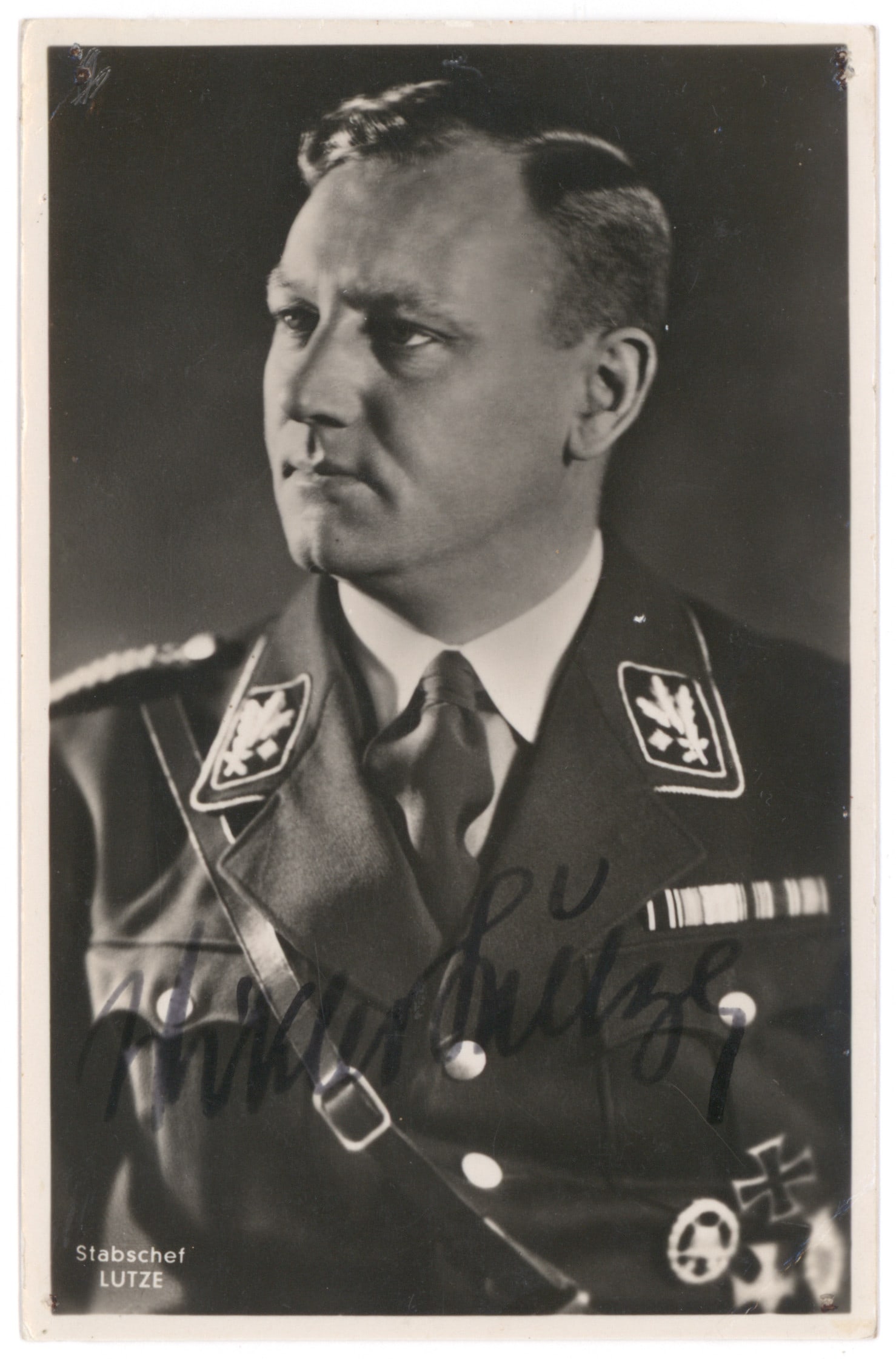 VIKTOR LUTZE: (1890-1943) Leader of the SA who played an important part in the Night of the Long Knives, and was the first to inform Hitler of Ernst Rohm’s anti-party activities. Rare, war-date S.P. 3.5 x 5.5