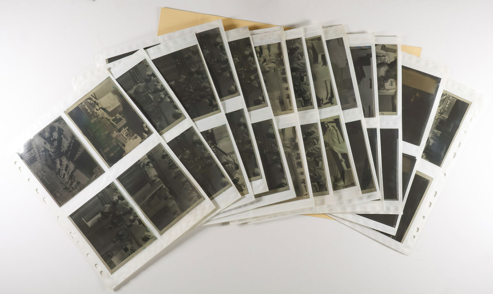 OSWALD POHL TRIAL PHOTOGRAPH NEGATIVES (104): Important collection of 104 original 5 x 4 in. 'Agfa Safetyfilm' negatives from proceedings at the trial of SS OSWALD POHL (1892-1951), Head of the Economic Office of the SS and ultimate overseer of