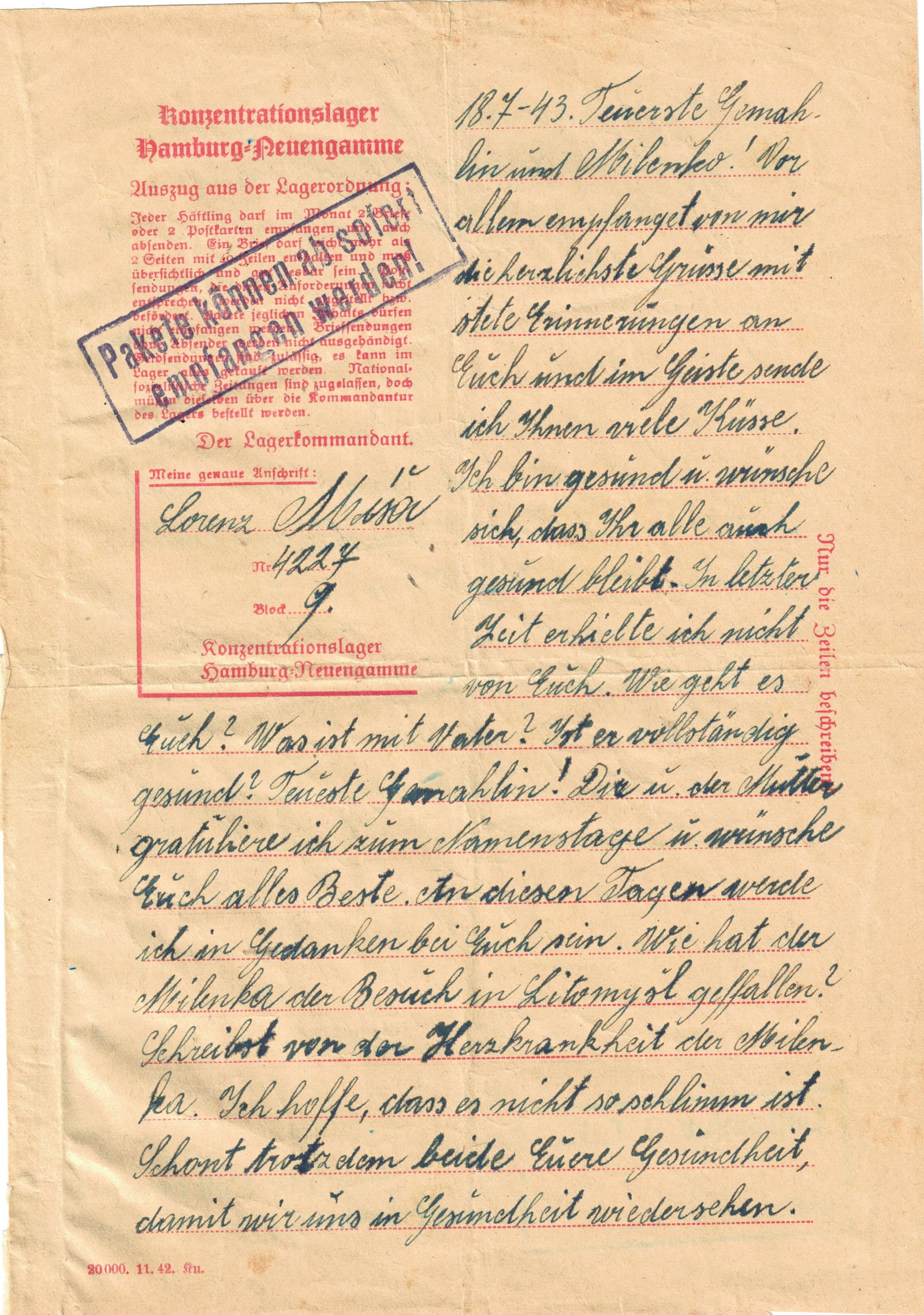 NEUENGAMME CAMP LETTERS FROM A DOOMED CZECH PRISONER (3) (1 of 4)