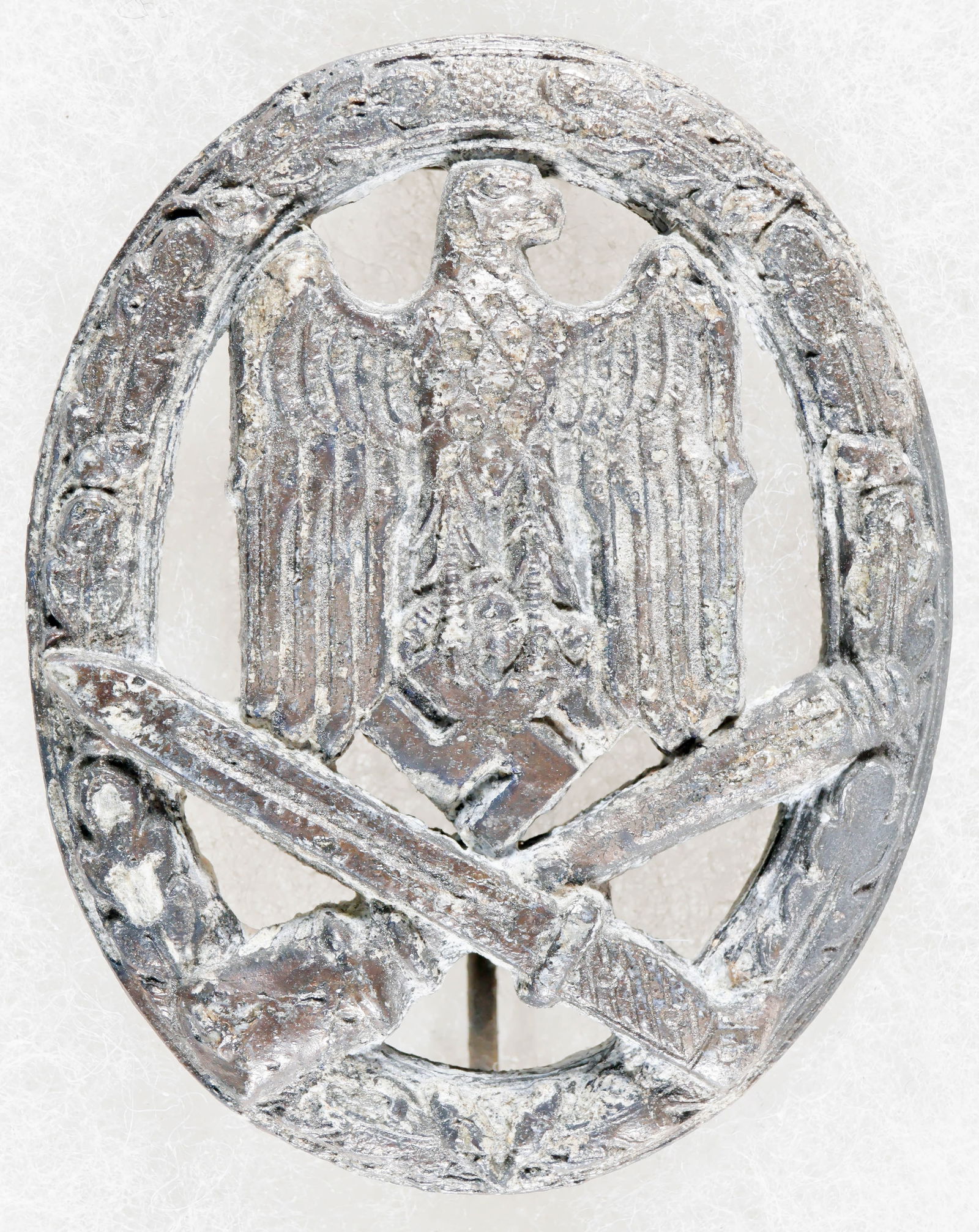 GERMAN GENERAL ASSAULT BADGE: German General Assault Badge by Assmann, worn with all plating gone, estimated accordingly.