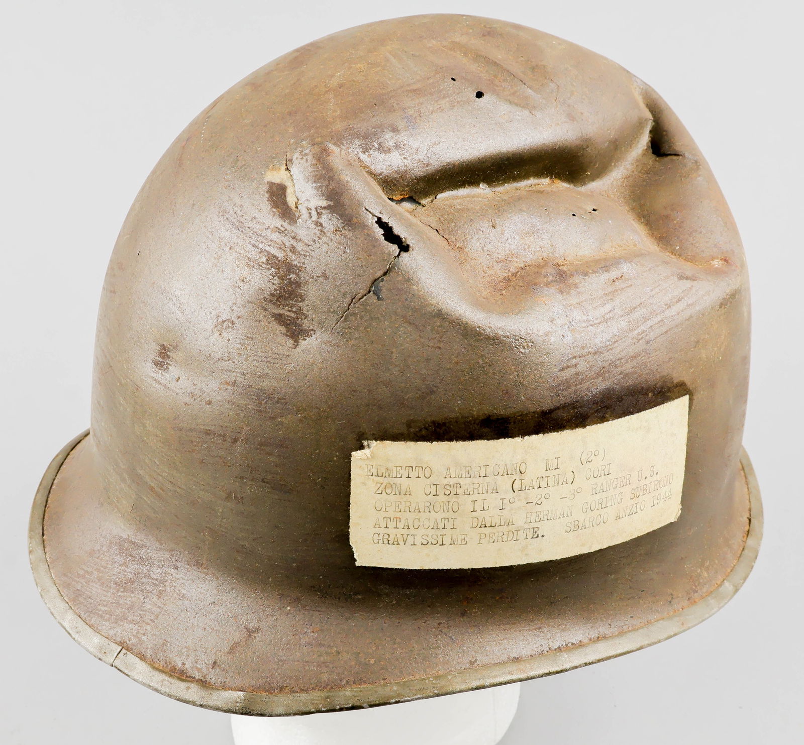 ANZIO CAMPAIGN BATTLE OF CISTERNA RELIC U.S. M1 HELMET (1 of 9)