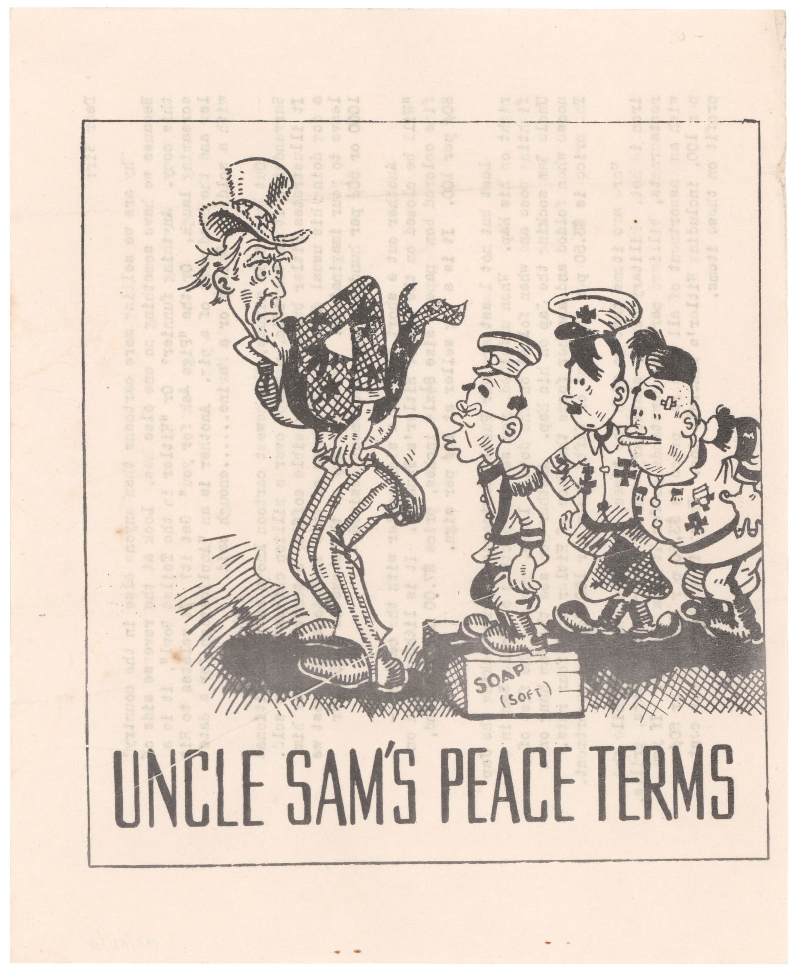 ANTI-HITLER AMERICAN PROPAGANDA (2): Two pieces of American propaganda, the first a push to purchase Defense Bonds in a ‘Bingo’ card format, 7.25 x 9 in., urging the player to ‘Take a Punch’ at Hitler and other