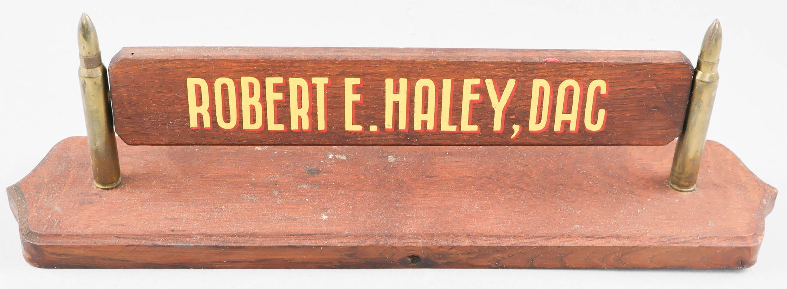 ('BAND OF BROTHERS' 506TH P.I.R.) LT. ROBERT E. HALEY DESK NAMEPLATE: ROBERT E. HALEY (1919-2004) American military officer in the 101st Airborne Division, a well-rounded student and athlete from Connecticut who served first with the 541st P.I.R., then more famously as
