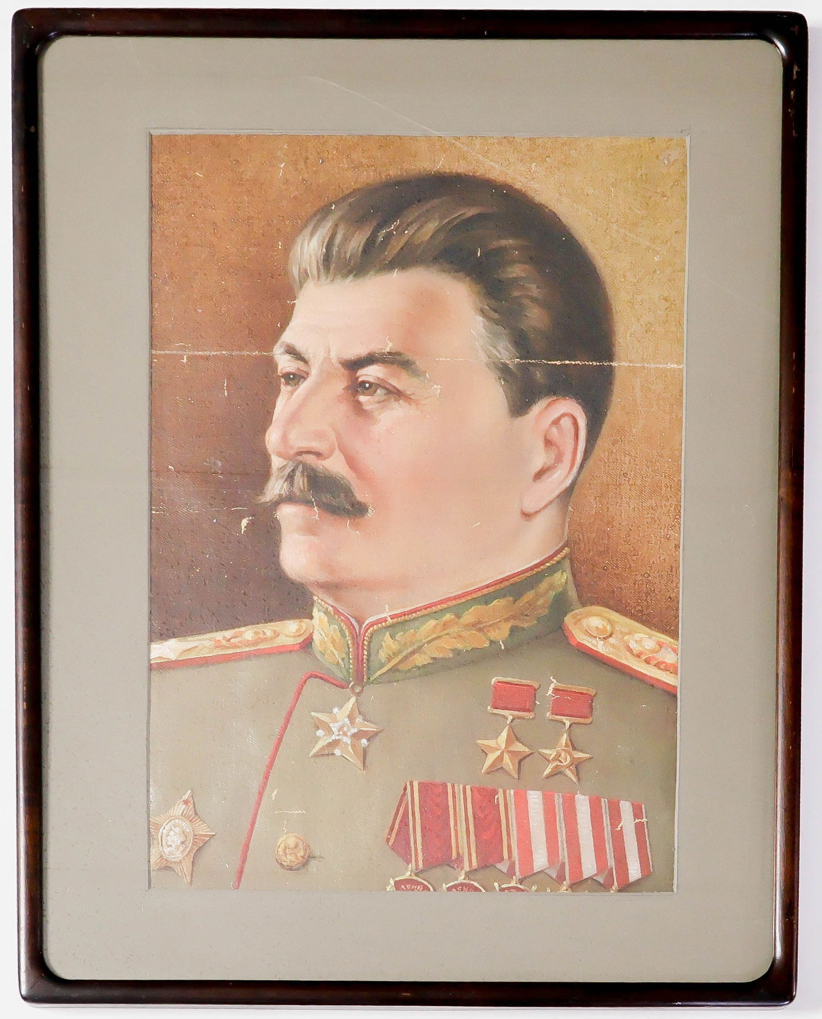 PAINTED PORTRAIT OF JOSEF STALIN: JOSEF STALIN (1879-1953) Soviet Premier and dictator who reorganized the government and army through bloody purges of his political enemies, allied with the Nazis who then turned on him and invaded