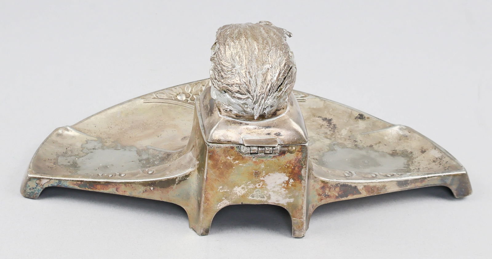 THIRD REICH SILVER EAGLE HEAD DESK SET - 2