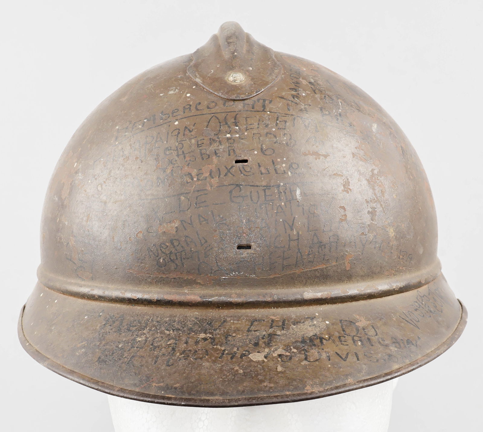 371ST INFANTRY REGIMENT SURGEON’S INSCRIBED ADRIAN HELMET (1 of 13)