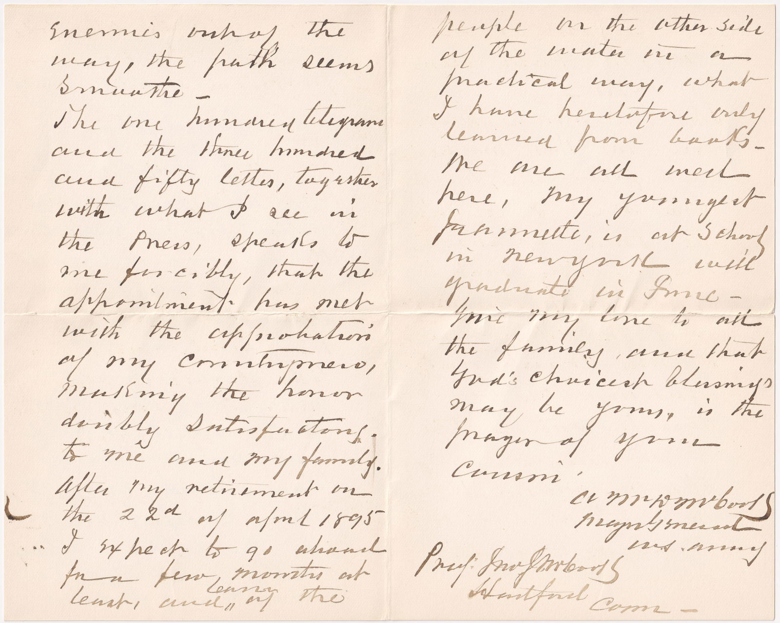 ALEXANDER MCDOWELL MCCOOK: (1831-1903) Union major general of volunteers, one of the ‘Fighting McCooks’, whose career was damaged because of his role in the Union rout at Chickamauga. Good content A.L.S., 3pp. 8vo.,