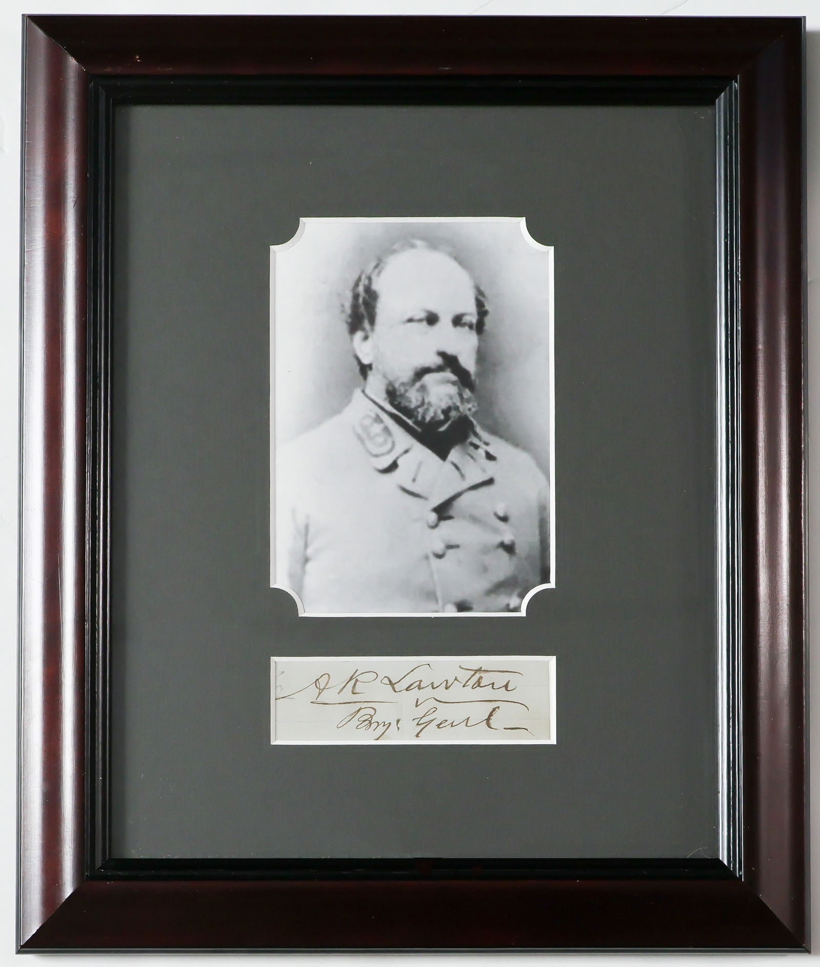 ALEXANDER R. LAWTON: (1818 - 1896) Confederate brigadier general who led with distinction at Cedar Mountain, Second Bull Run, and Antietam, where he was severely wounded. Fine war-date signature 'A R Lawton Brig Genl' cut